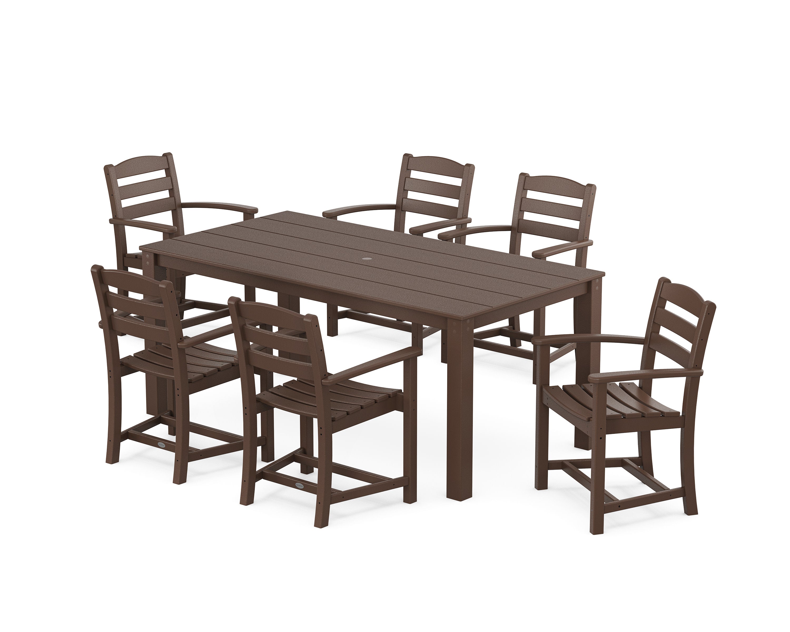 La Casa Cafe' Arm Chair 7-Piece Parsons Dining Set in Mahogany