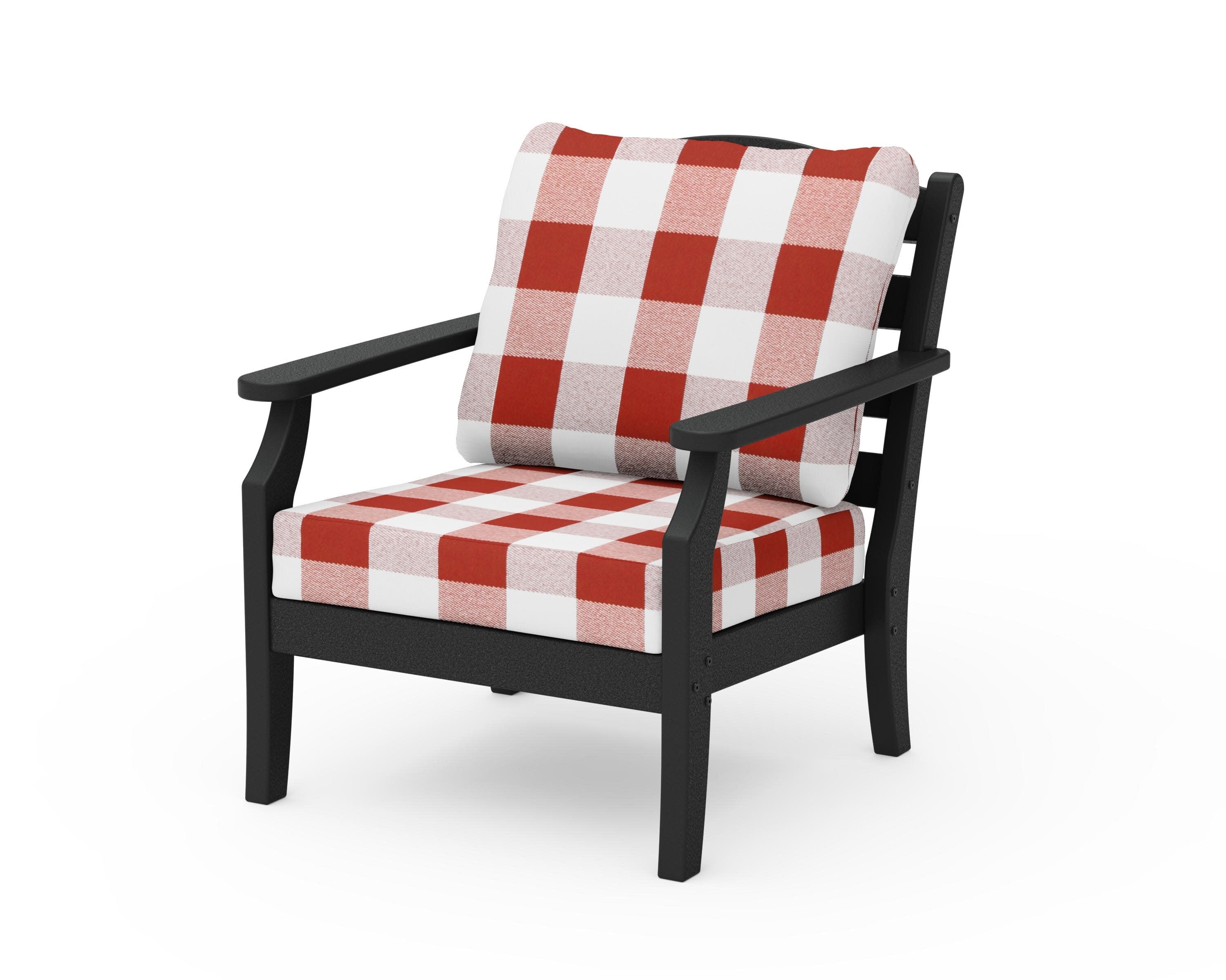 Savannah Deep Seating Chair in Black / Buffalo Plaid Crimson