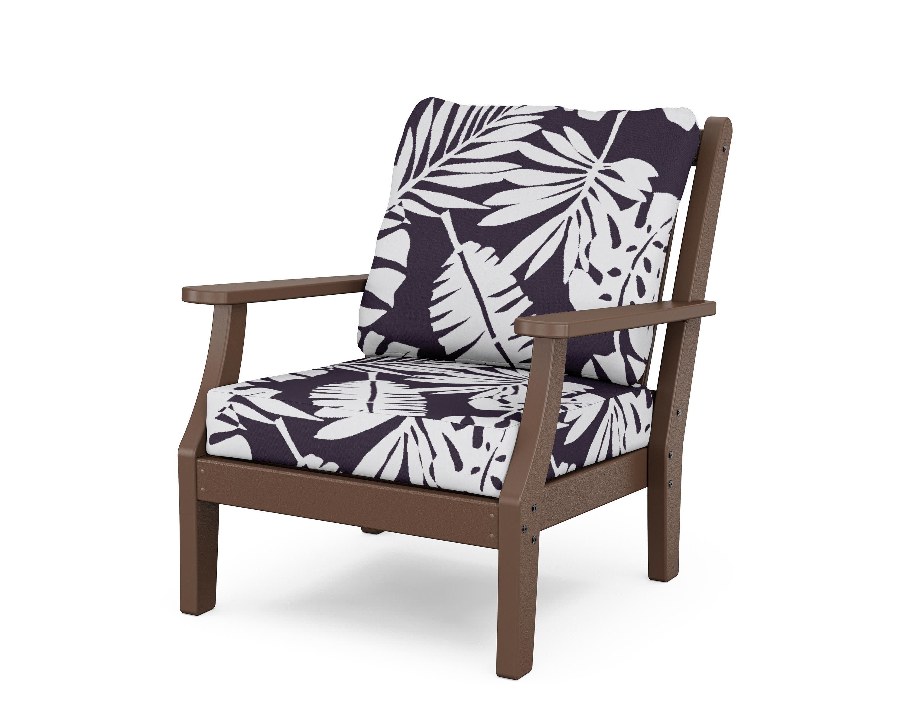 Wovendale Deep Seating Chair in Mahogany / Leaf Navy