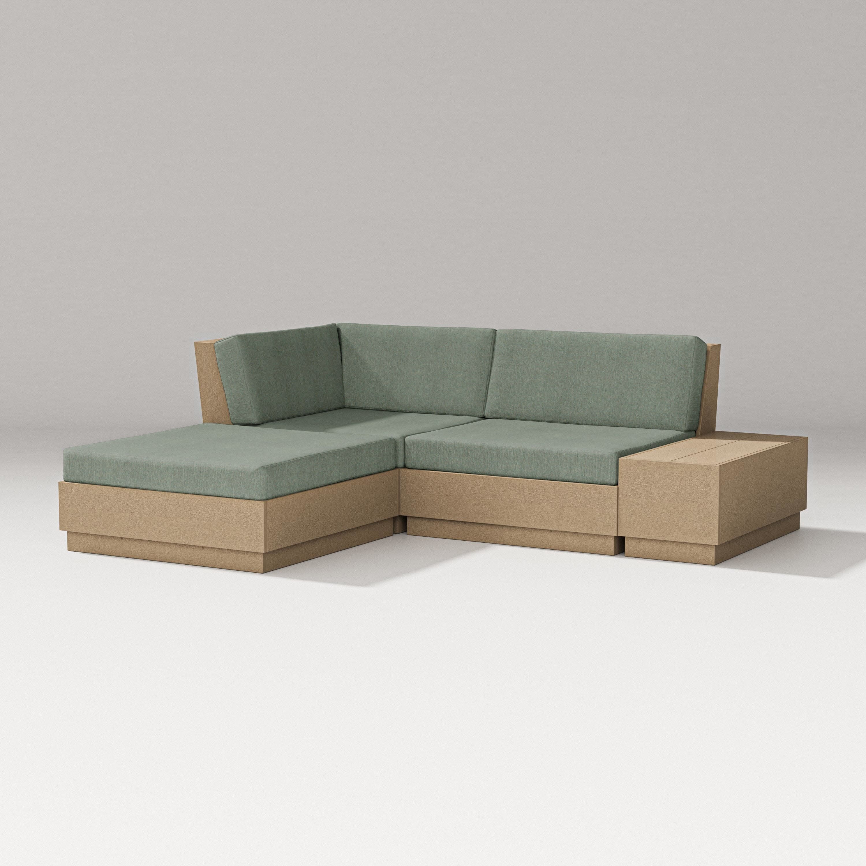 Elevate Loveseat Sectional with Chaise in Vintage Sahara / Cast Sage