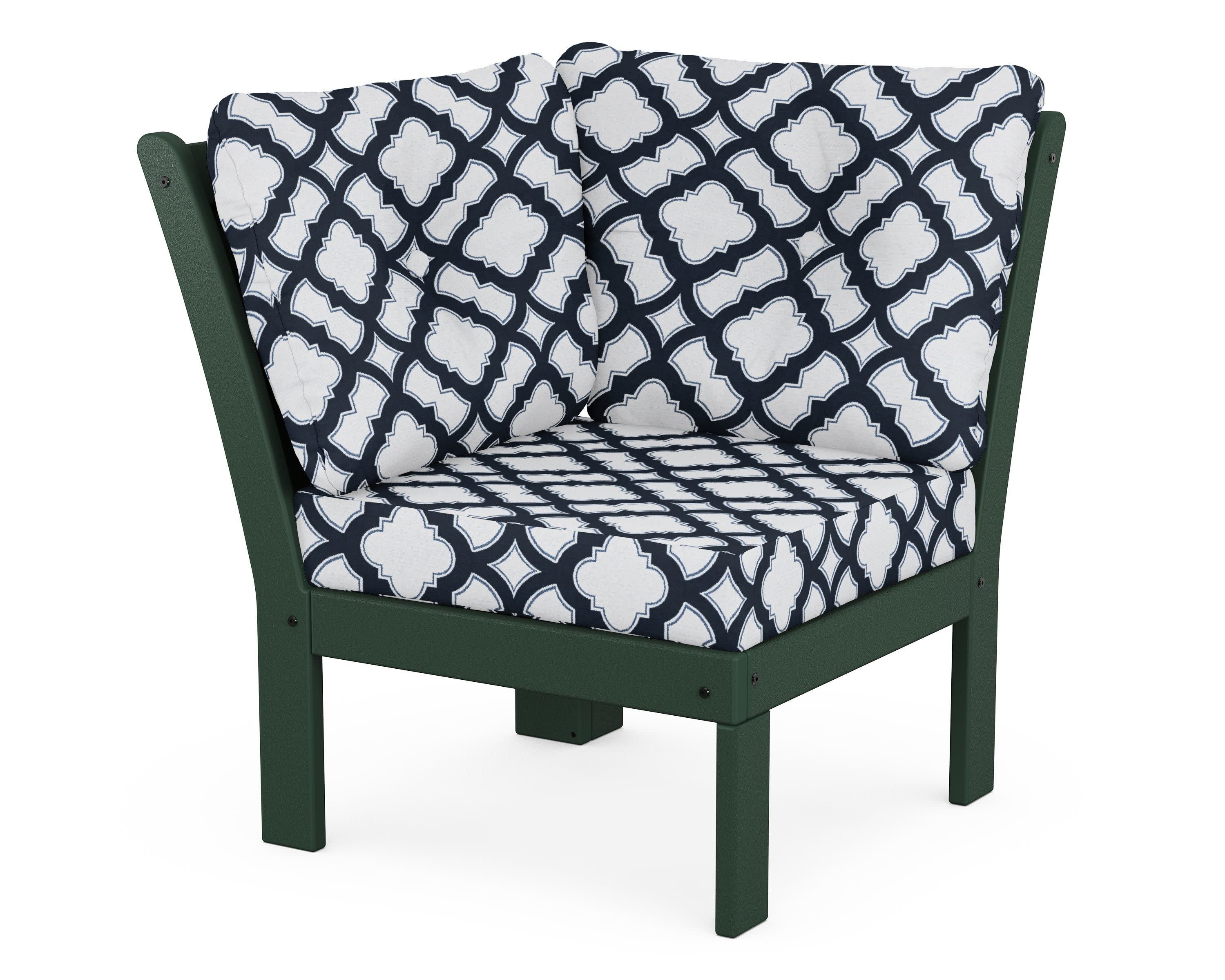 Vineyard Modular Corner Chair in Green / Trellis Marine Indigo