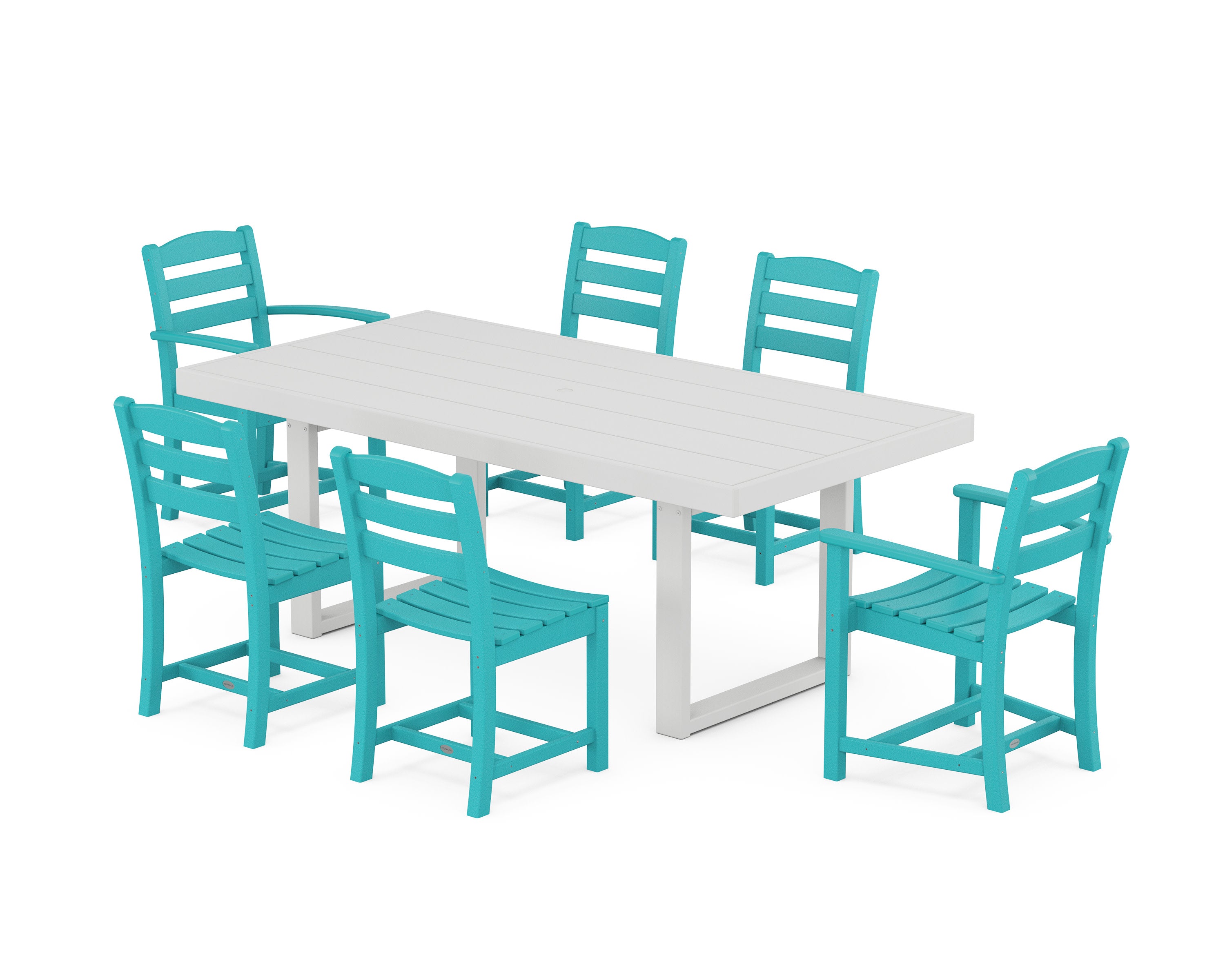La Casa Caf 7-Piece Dining Set in Aruba / White