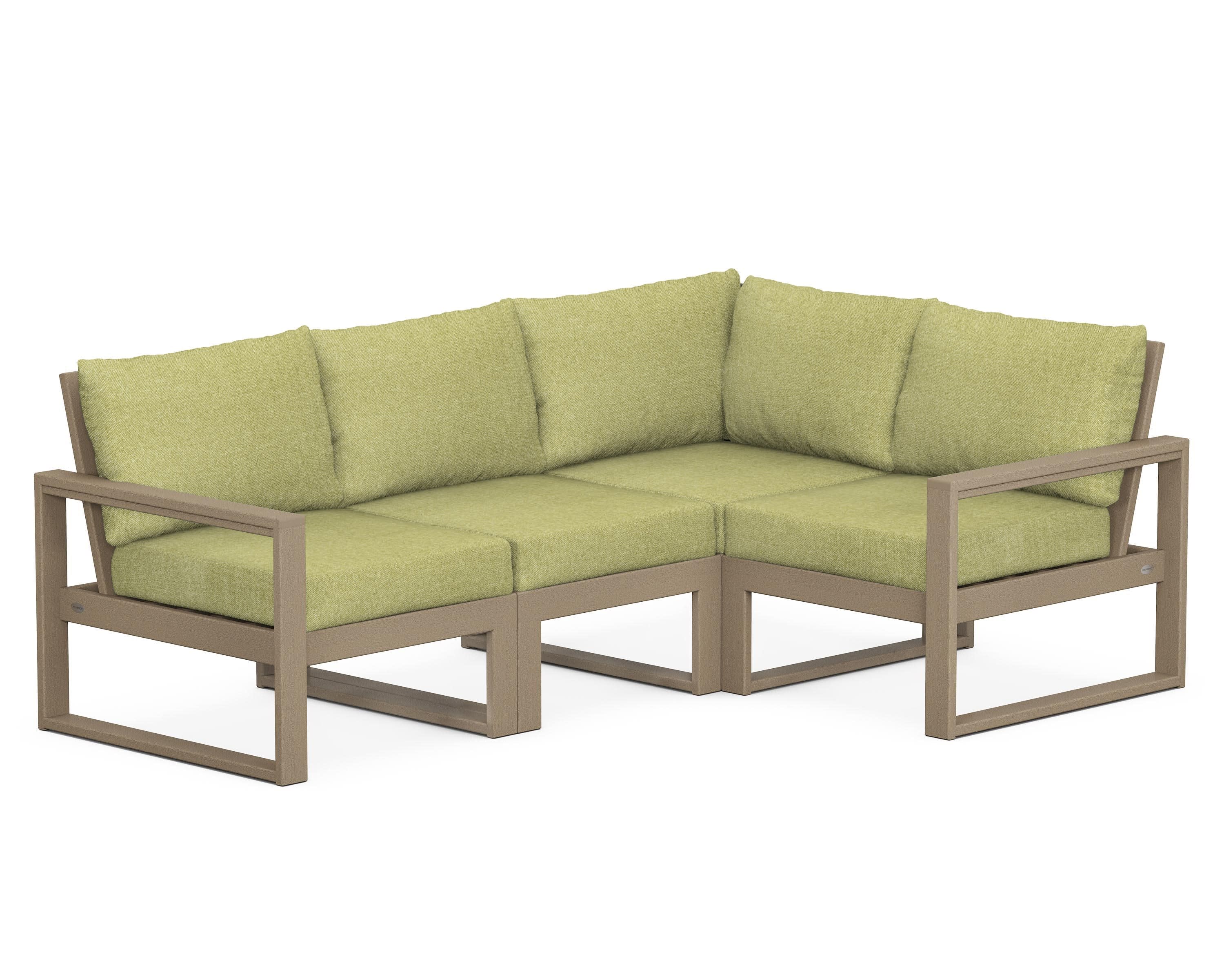 EDGE 4-Piece Modular Deep Seating Set in Vintage Sahara / Chartreuse Boucle