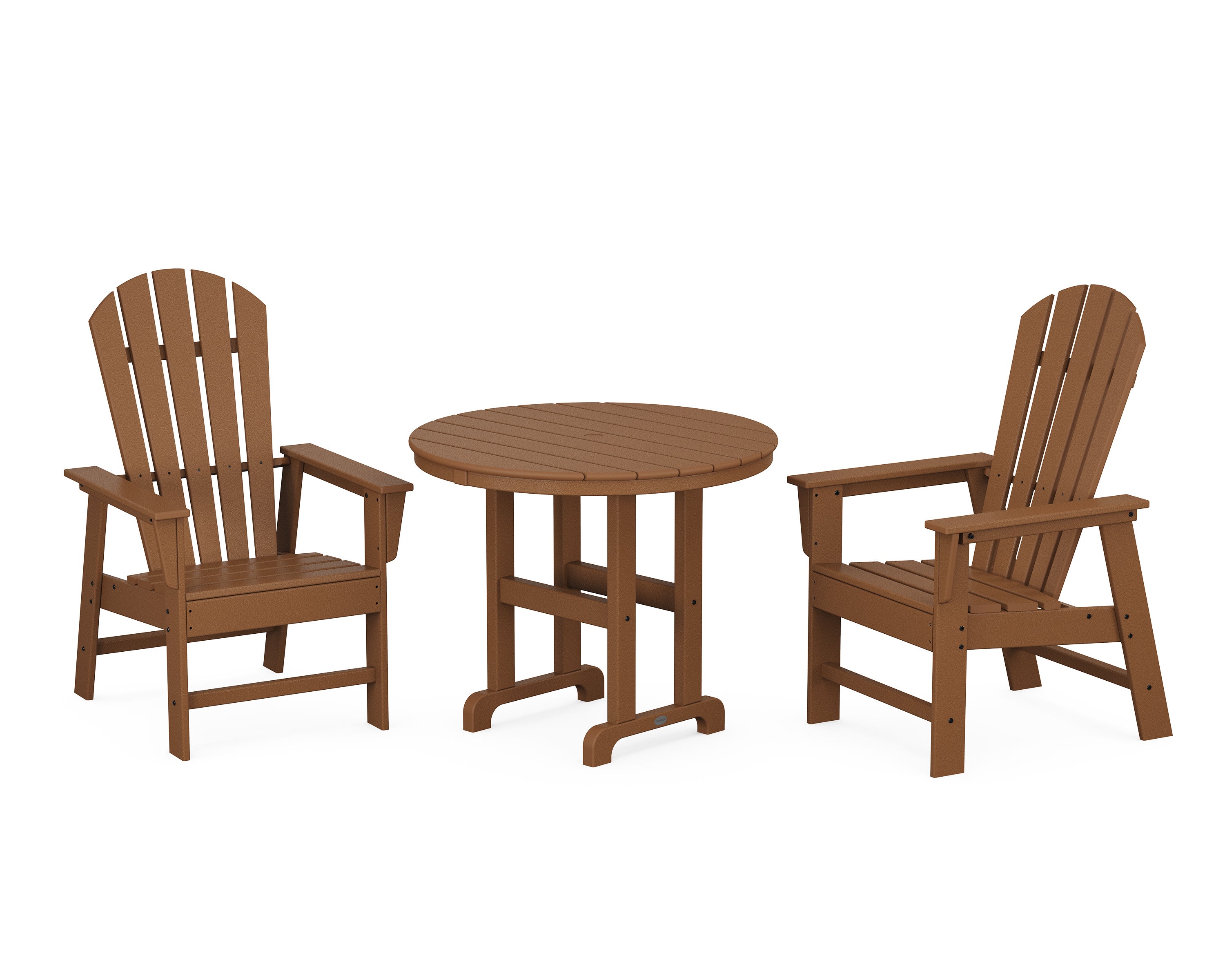 South Beach 3-Piece Round Farmhouse Dining Set in Teak