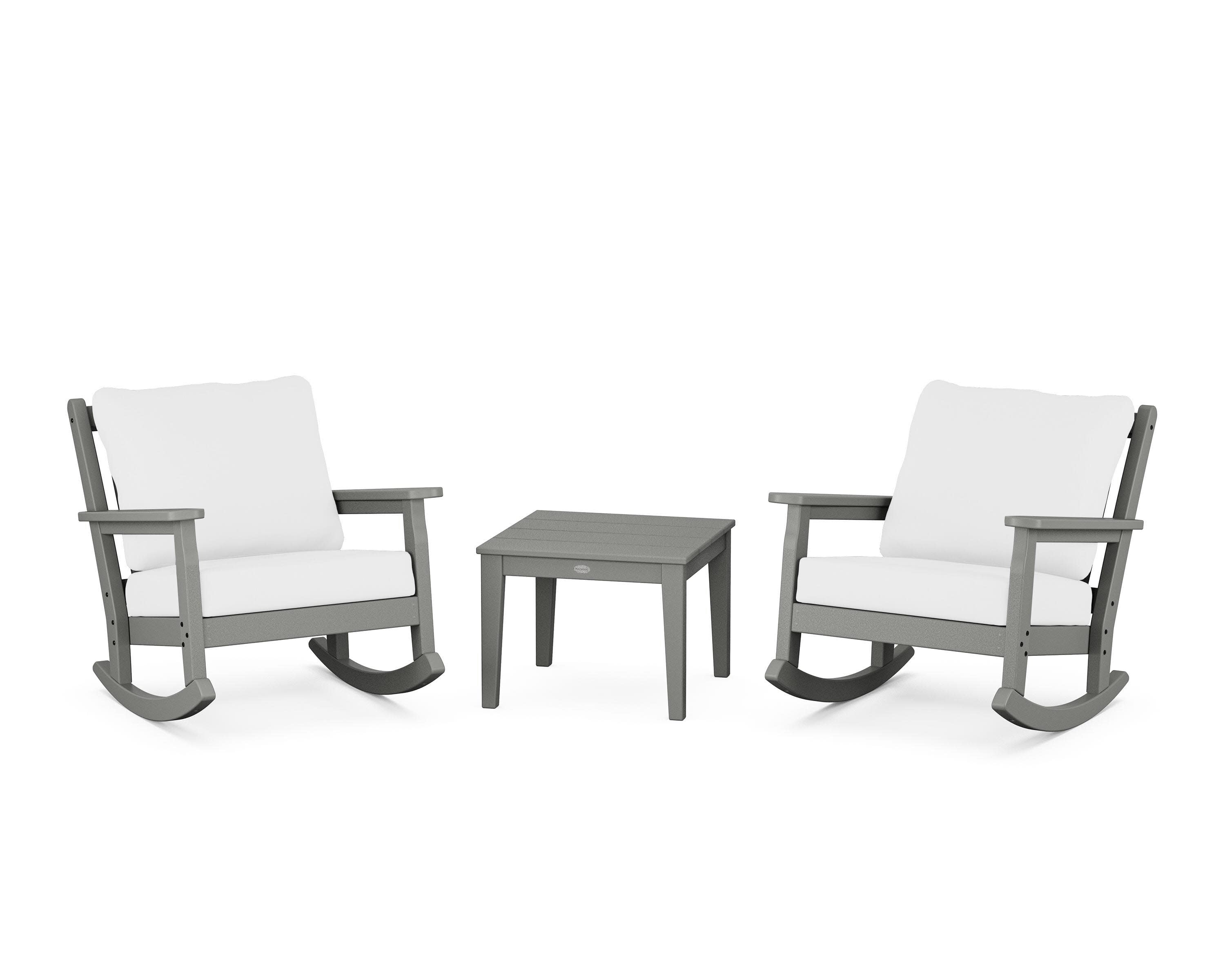 Chippendale 3-Piece Deep Seating Rocker Set in Slate Grey / Natural