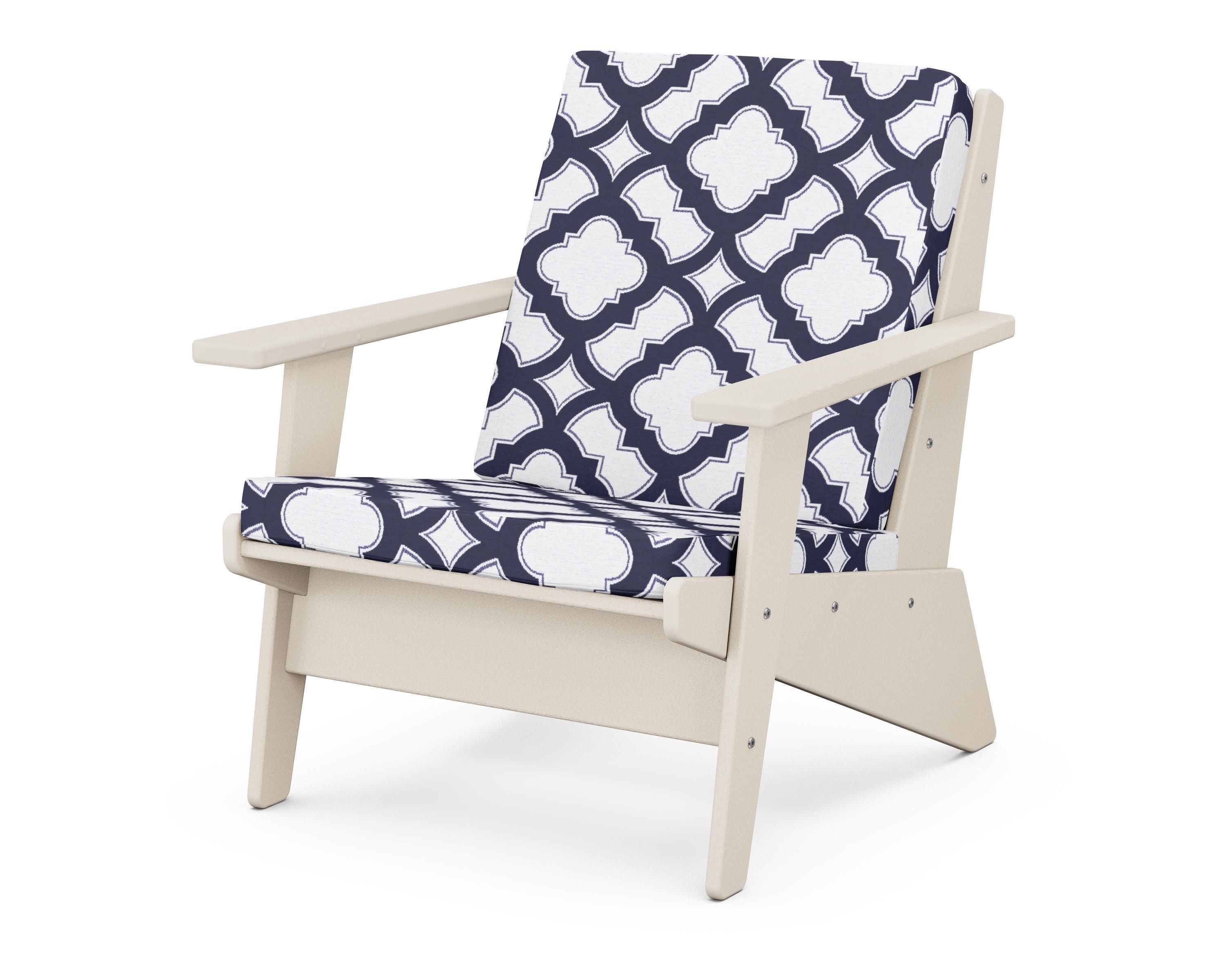 Riviera Modern Lounge Chair in Sand / Trellis Navy