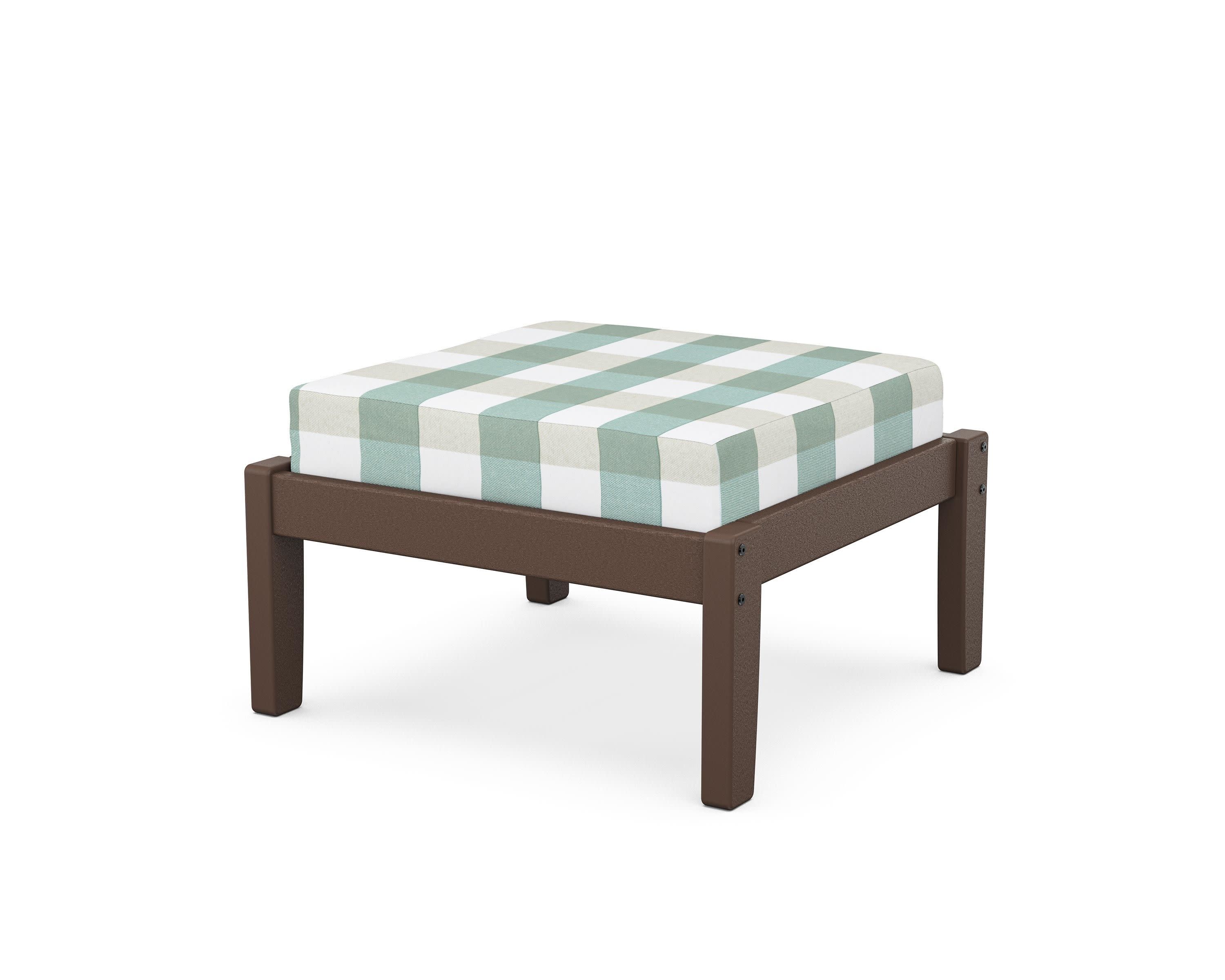 Deep Seating Ottoman in Mahogany / Buffalo Plaid Glacier Spa
