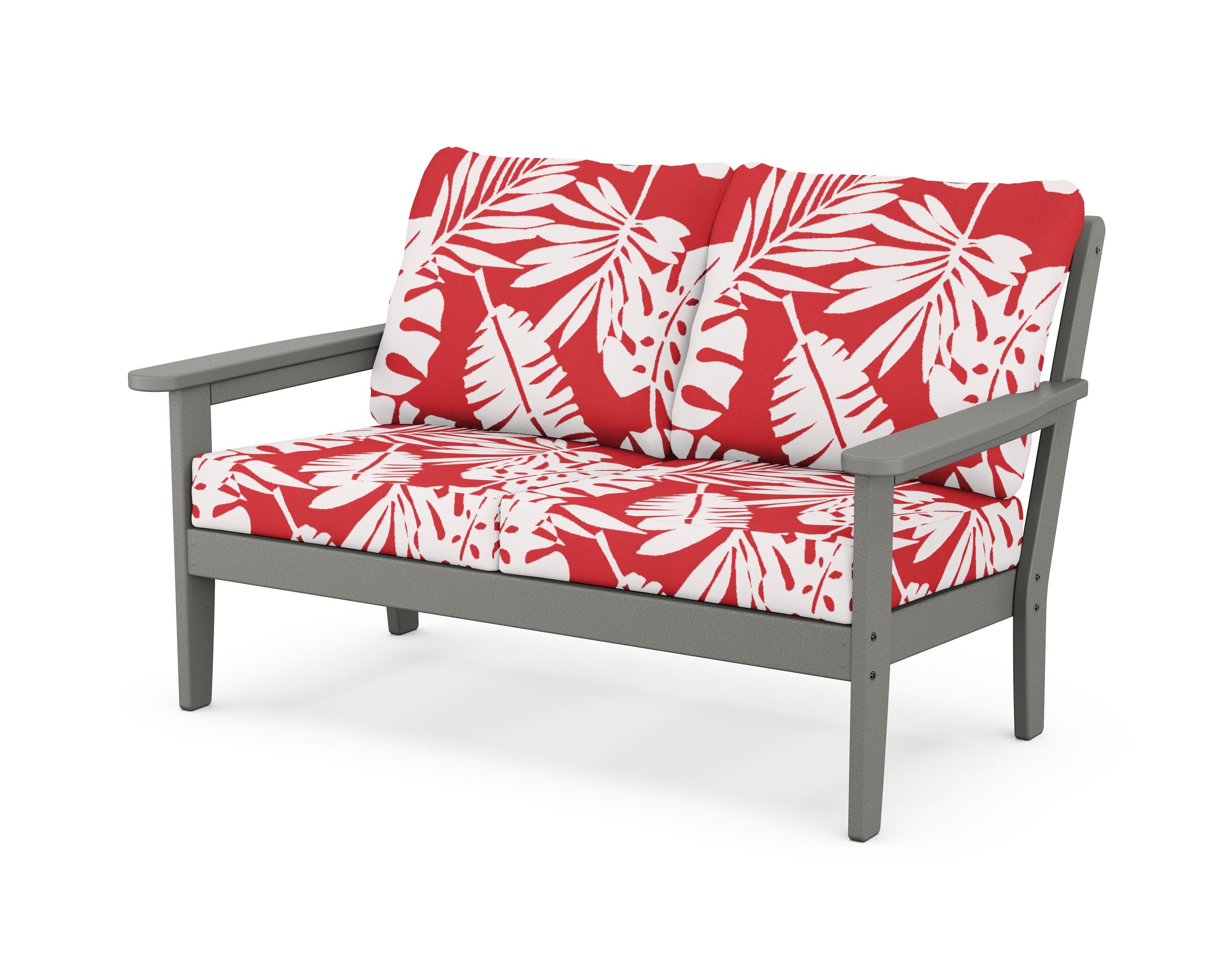 Cottage Deep Seating Loveseat in Slate Grey / Leaf Crimson