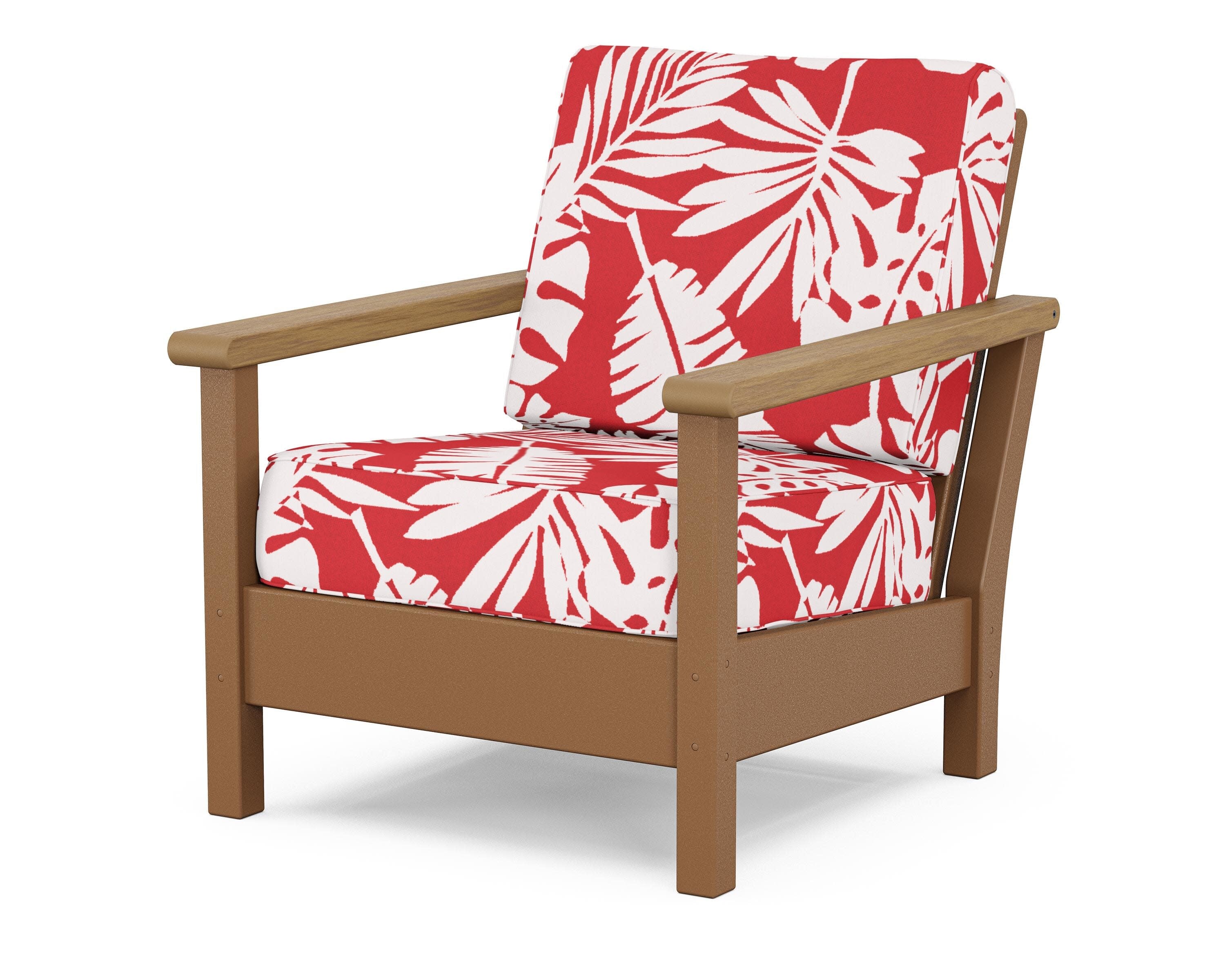 Harbour Deep Seating Chair in Teak / Natural / Leaf Crimson
