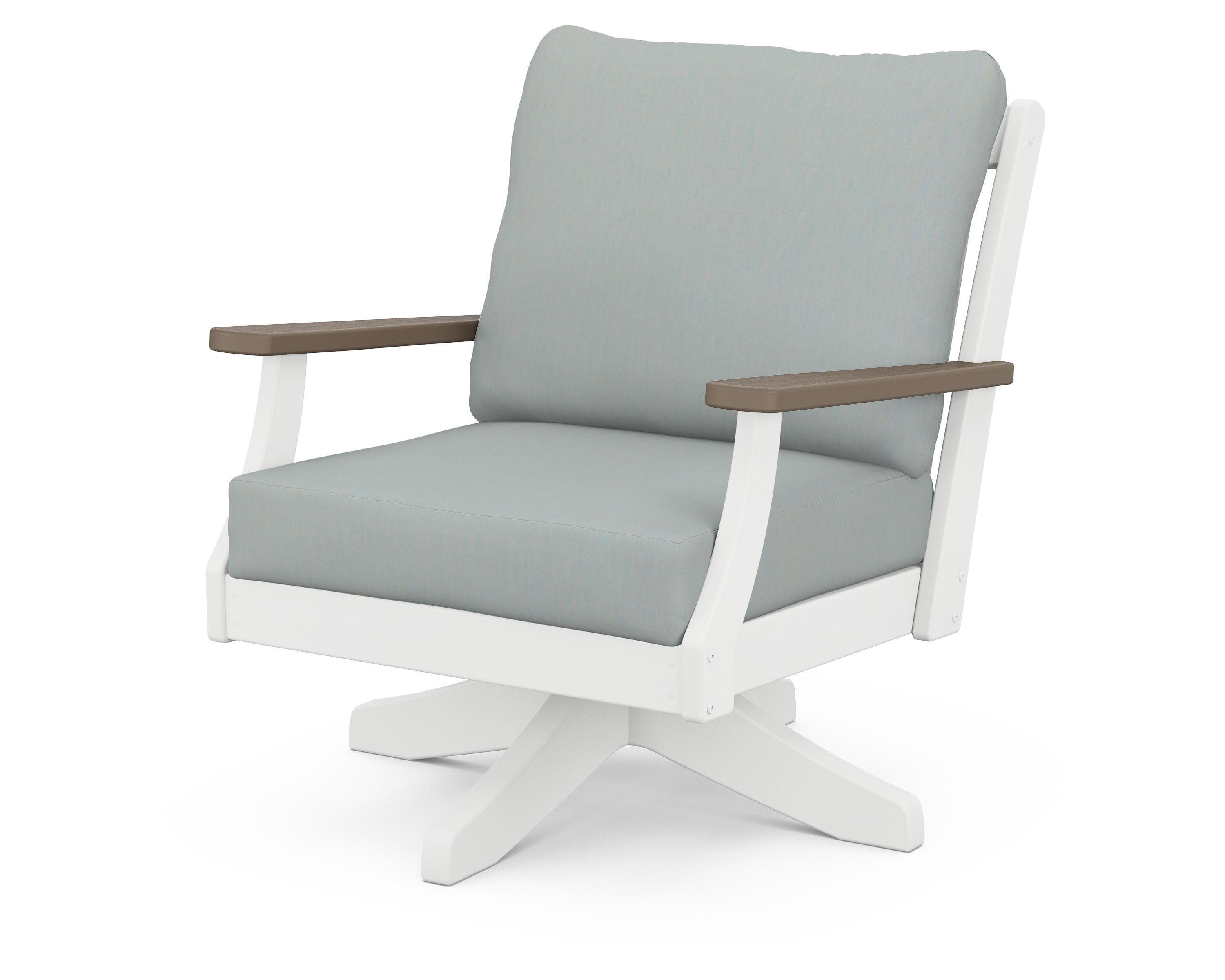 Braxton Deep Seating Swivel Chair in White / Kona / Spa