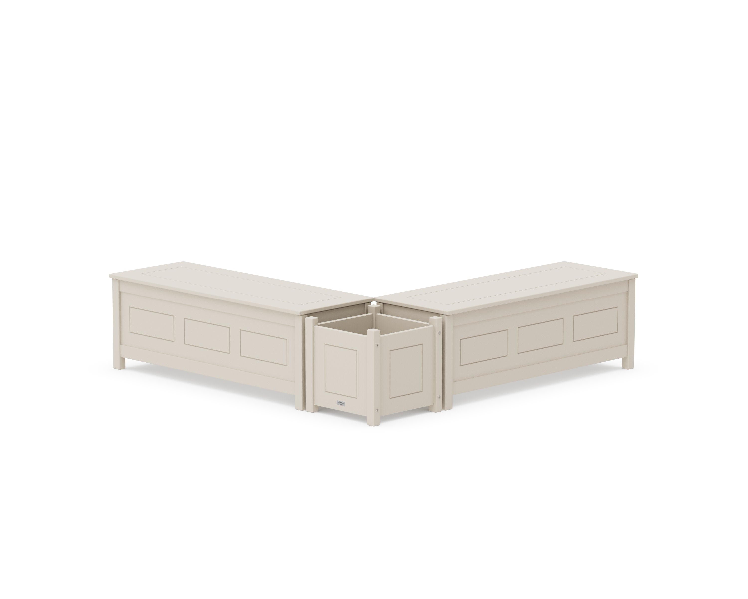 48" Country Living L- Shaped Planter Storage Bench Set in Sand