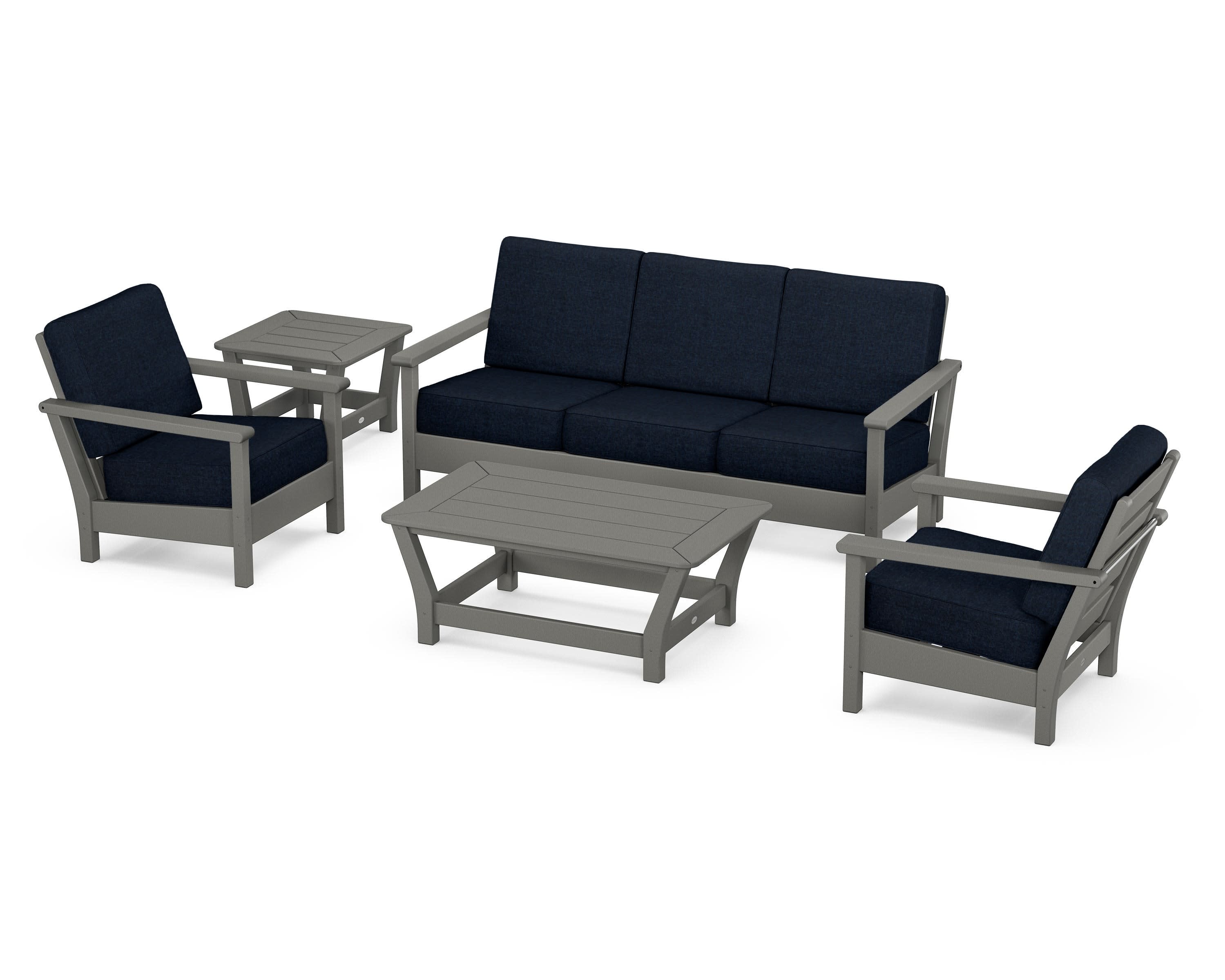 Harbour 5-Piece Deep Seating Set in Slate Grey / Marine Indigo