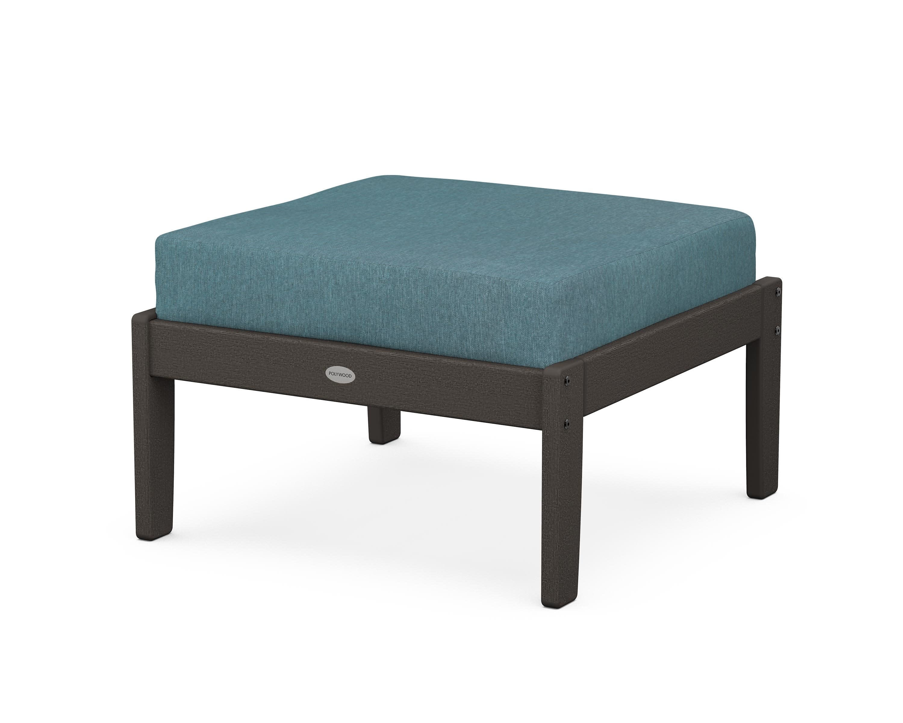 Braxton Deep Seating Ottoman in Vintage Coffee / Ocean Teal