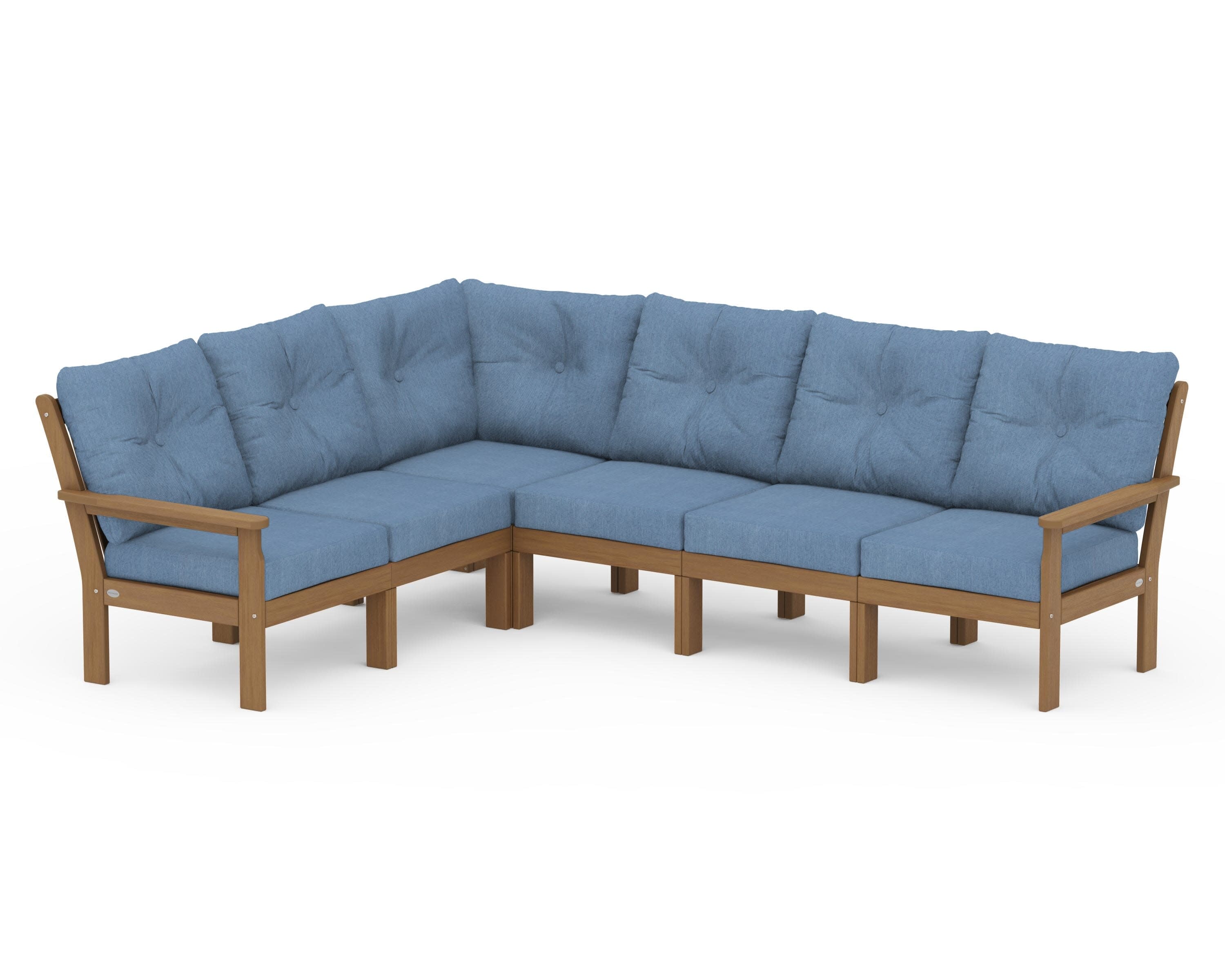 Vineyard 6-Piece Sectional in Natural / Sky Blue