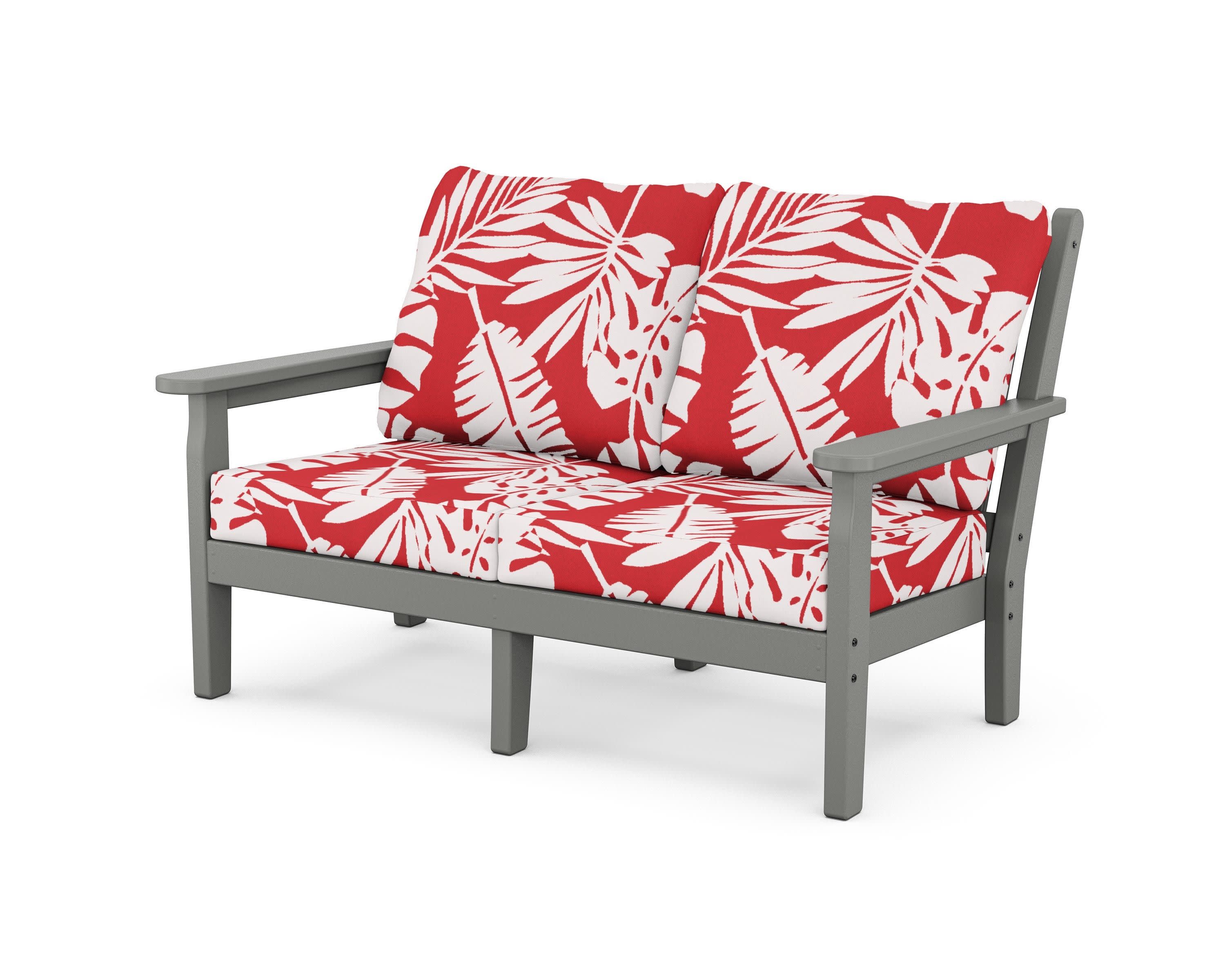 Chippendale Deep Seating Loveseat in Slate Grey / Leaf Crimson