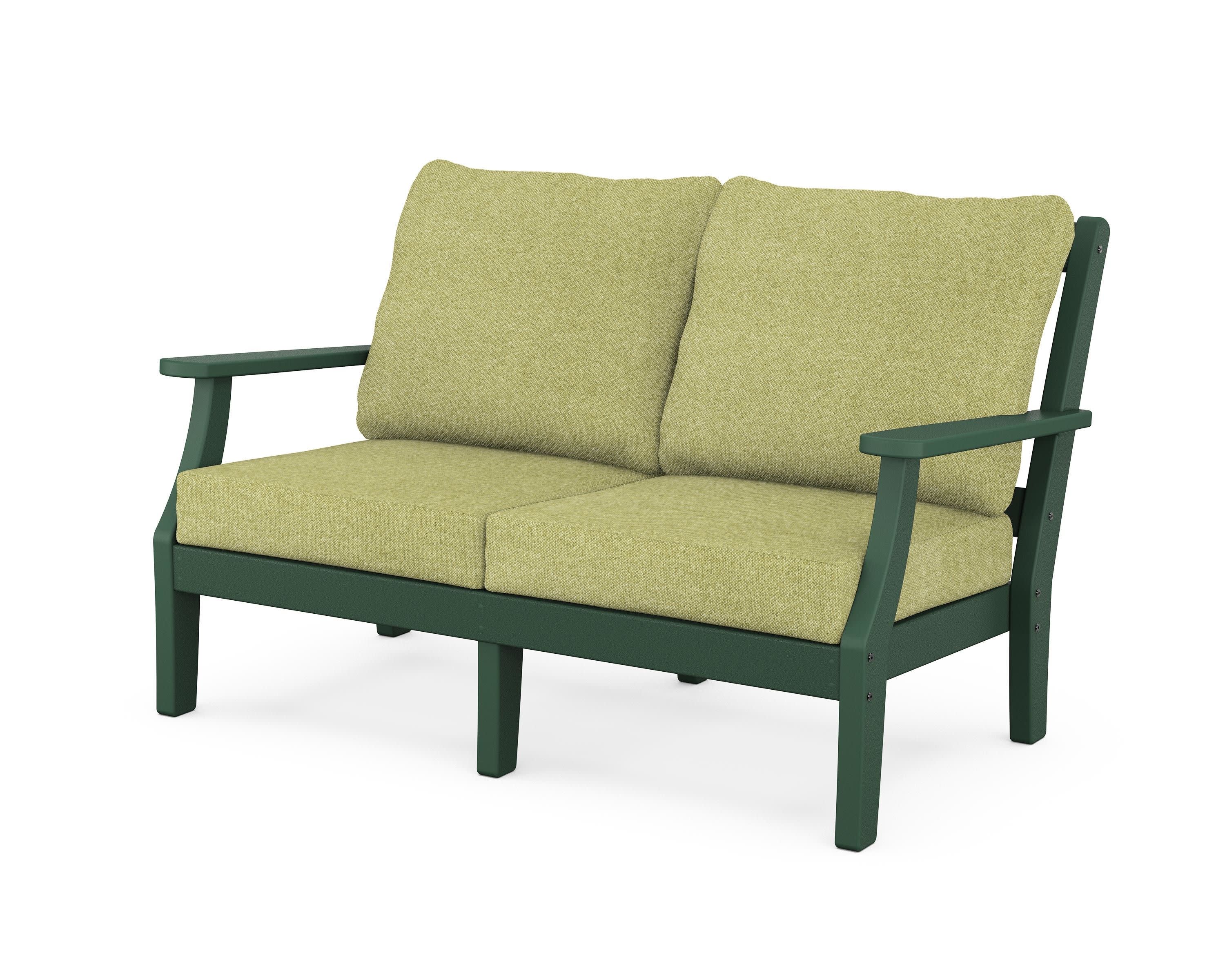 Chinoiserie Deep Seating Loveseat in Green / Chartreuse Boucle