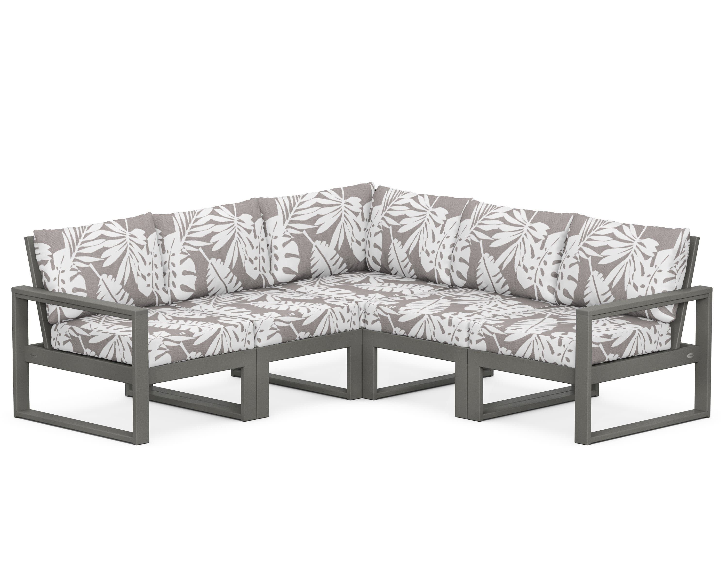 EDGE 5-Piece Modular Deep Seating Set in Slate Grey / Leaf Grey Mist