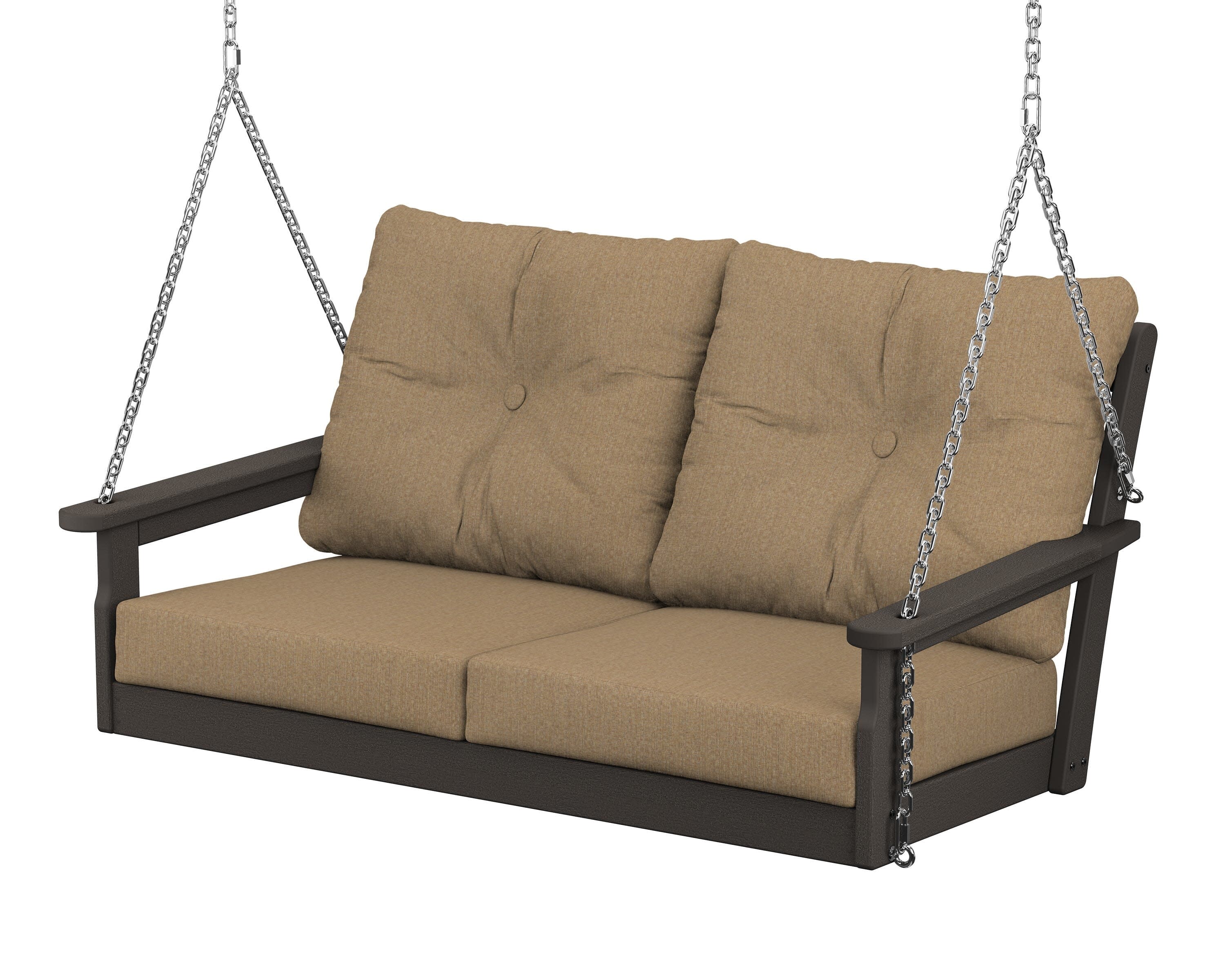 Vineyard Deep Seating Swing in Vintage Coffee / Sesame