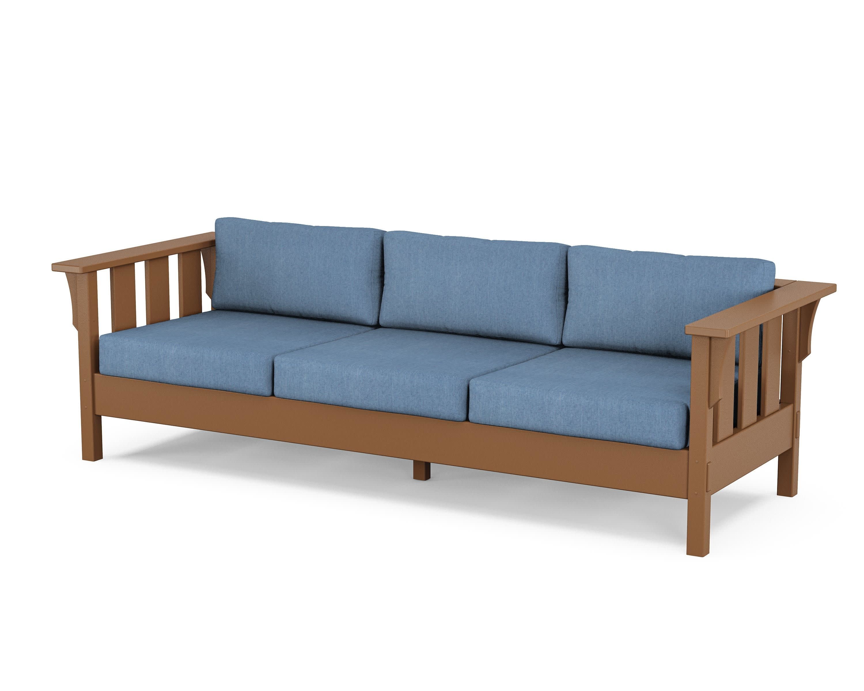 Acadia Deep Seating Sofa in Teak / Sky Blue