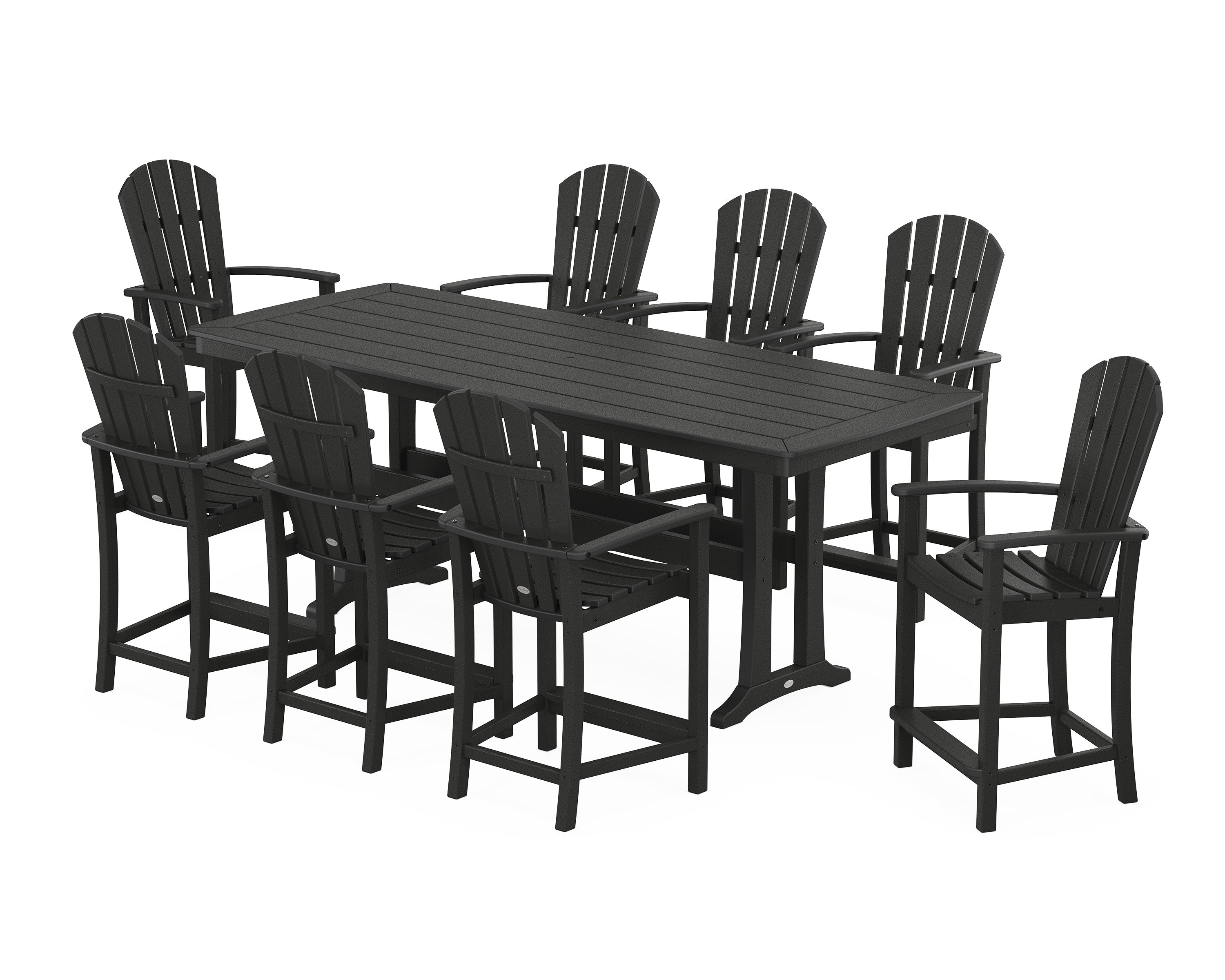 Palm Coast 9-Piece Counter Set with Trestle Legs in Black
