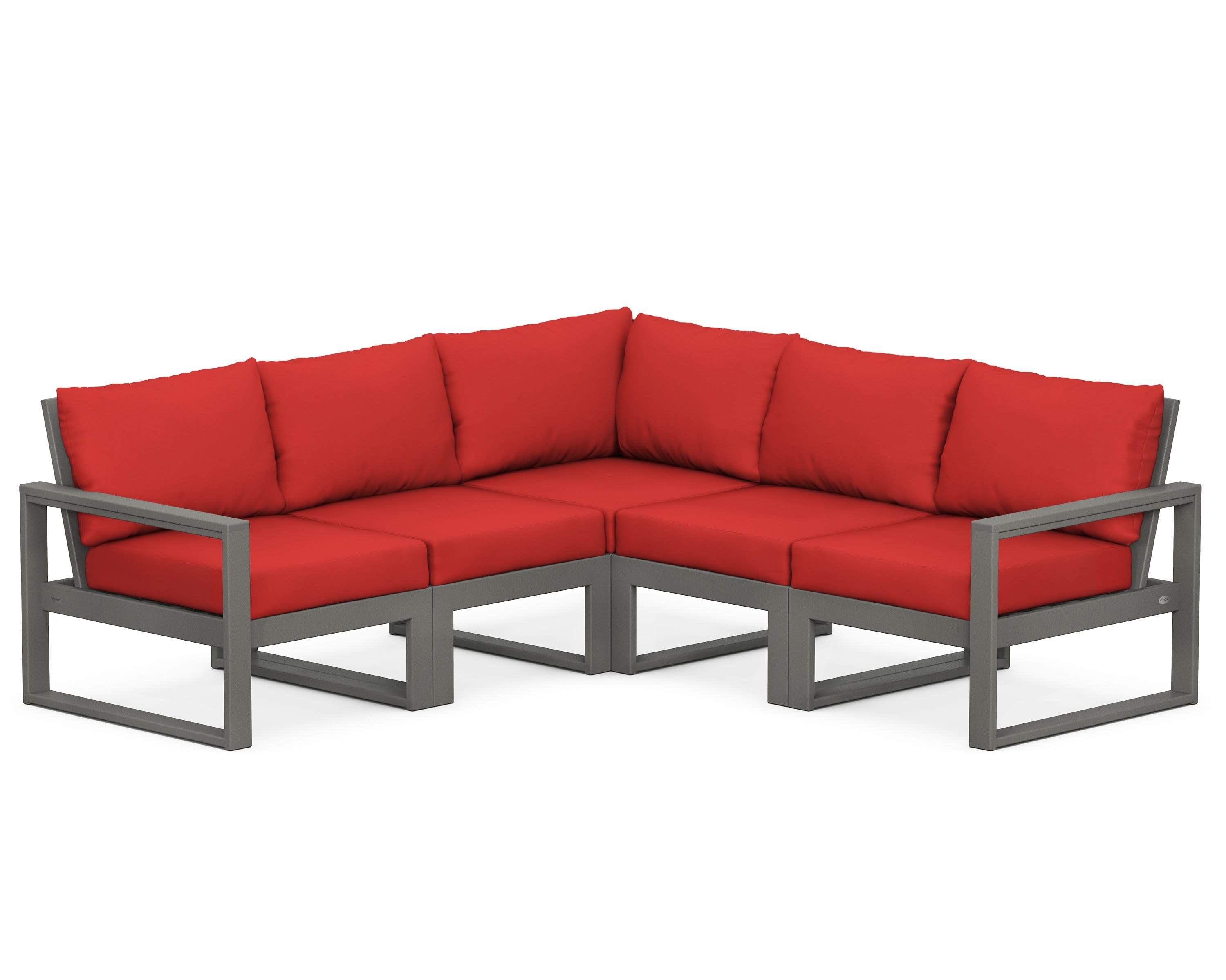 EDGE 5-Piece Modular Deep Seating Set in Slate Grey / Crimson Linen