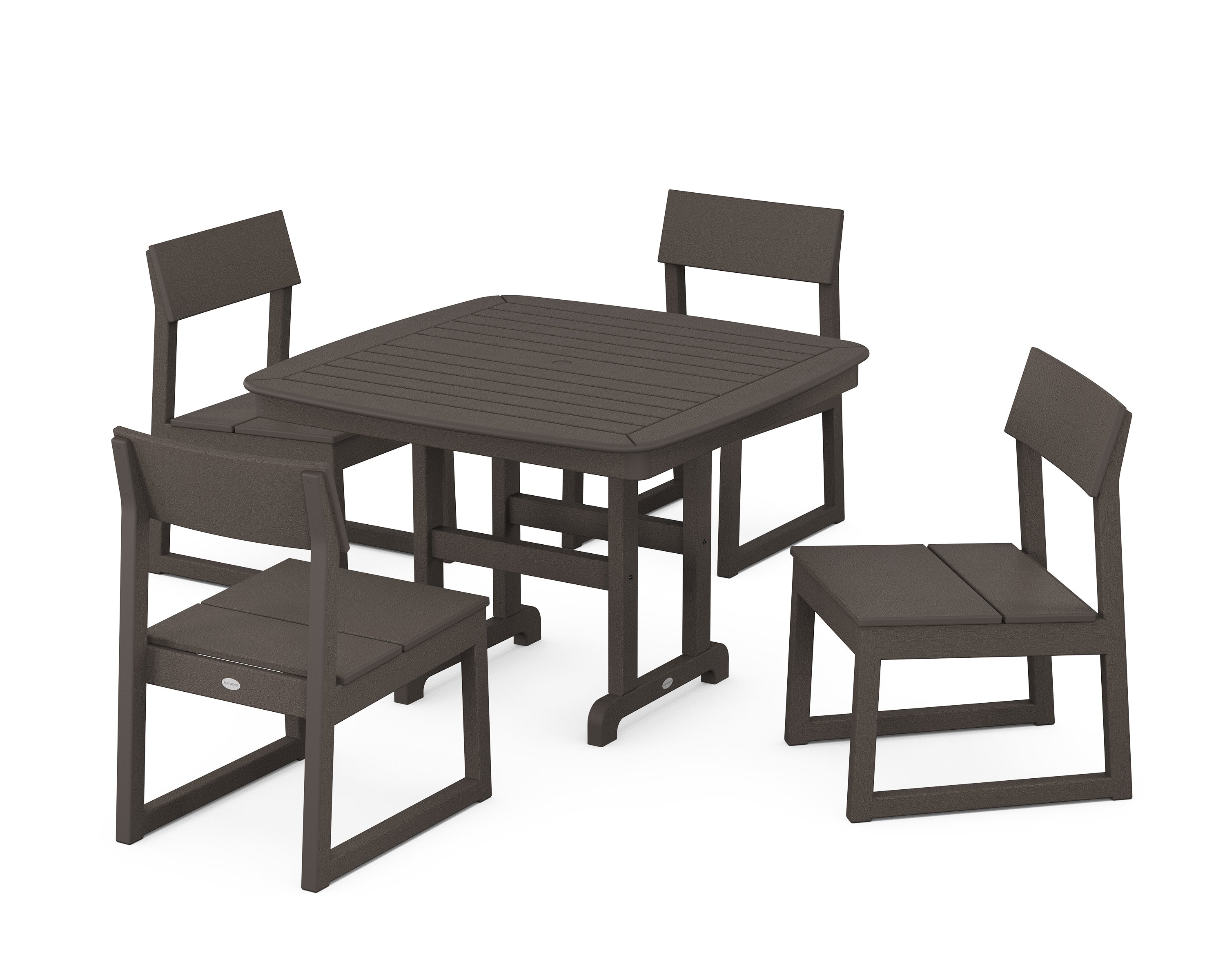 EDGE Side Chair 5-Piece Dining Set with Trestle Legs in Vintage Coffee