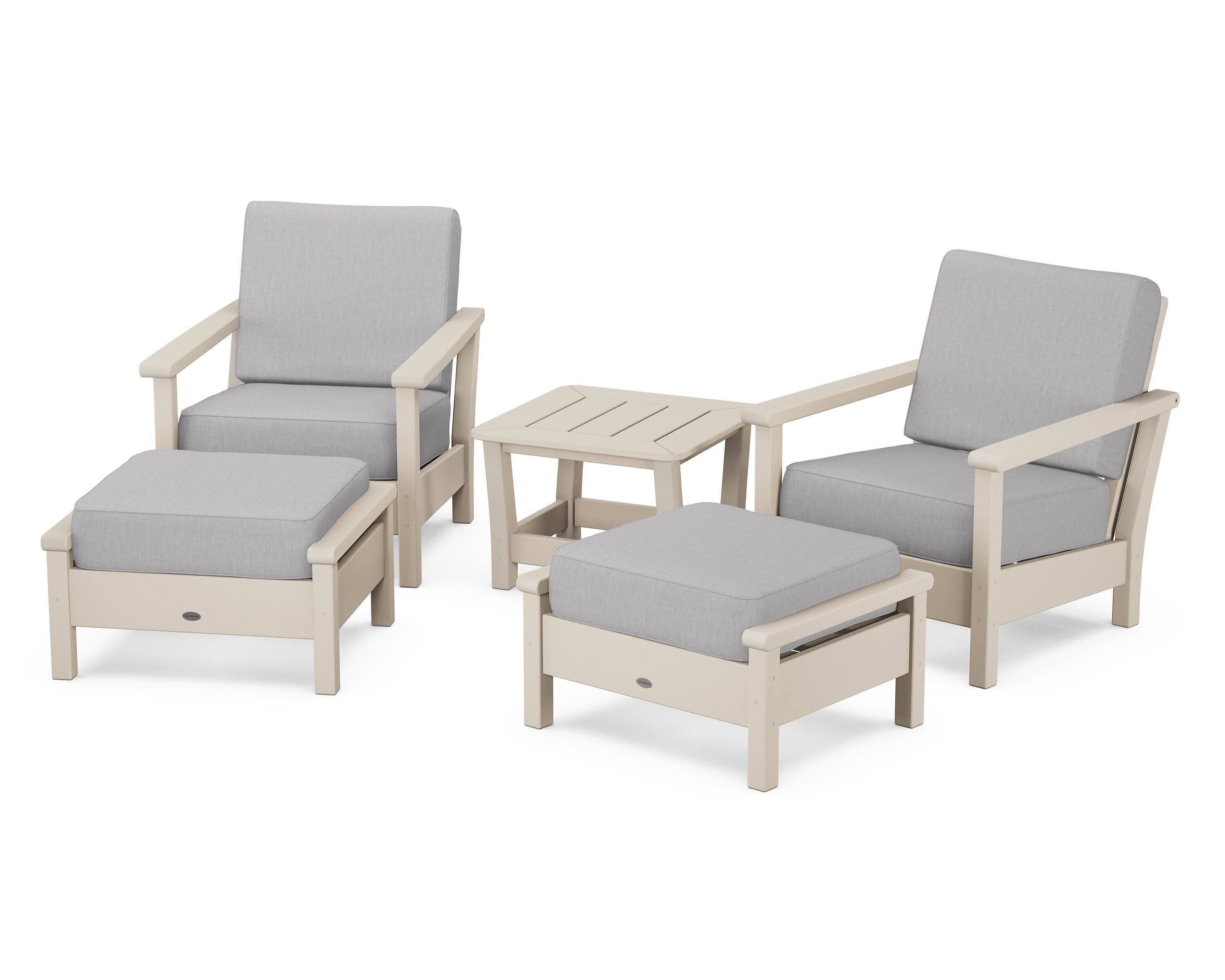 Harbour 5-Piece Deep Seating Chair Set in Sand / Granite