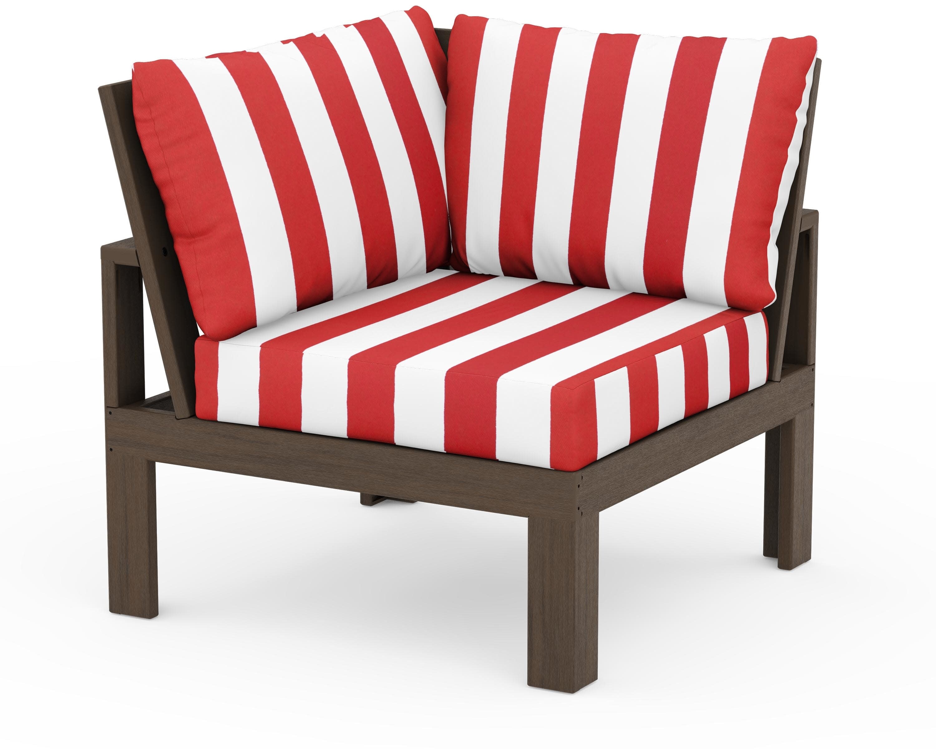 Modular Corner Chair in Kona / Cabana Stripe Crimson
