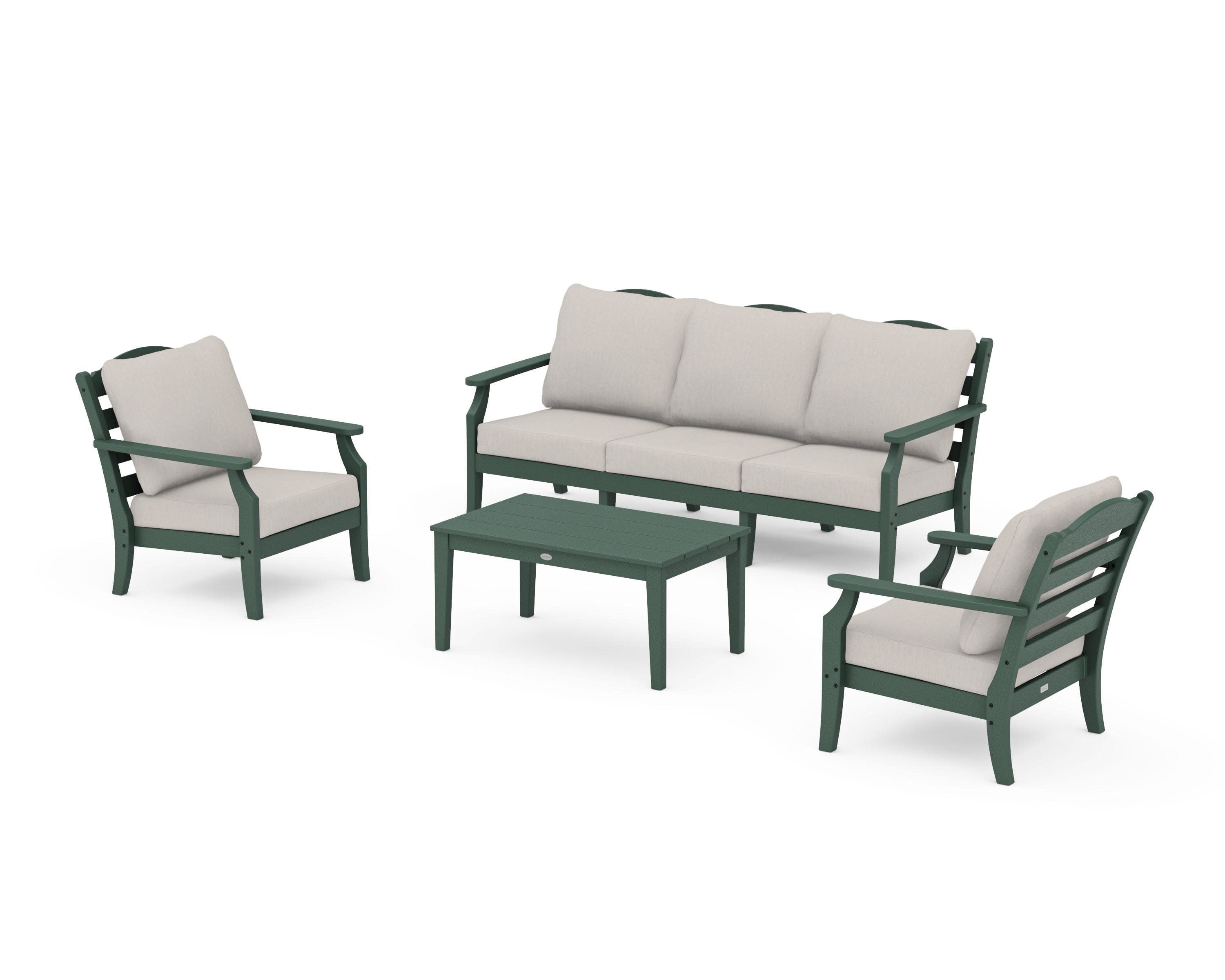 Savannah 4-Piece Deep Seating Set with Sofa in Green / Cast Ash