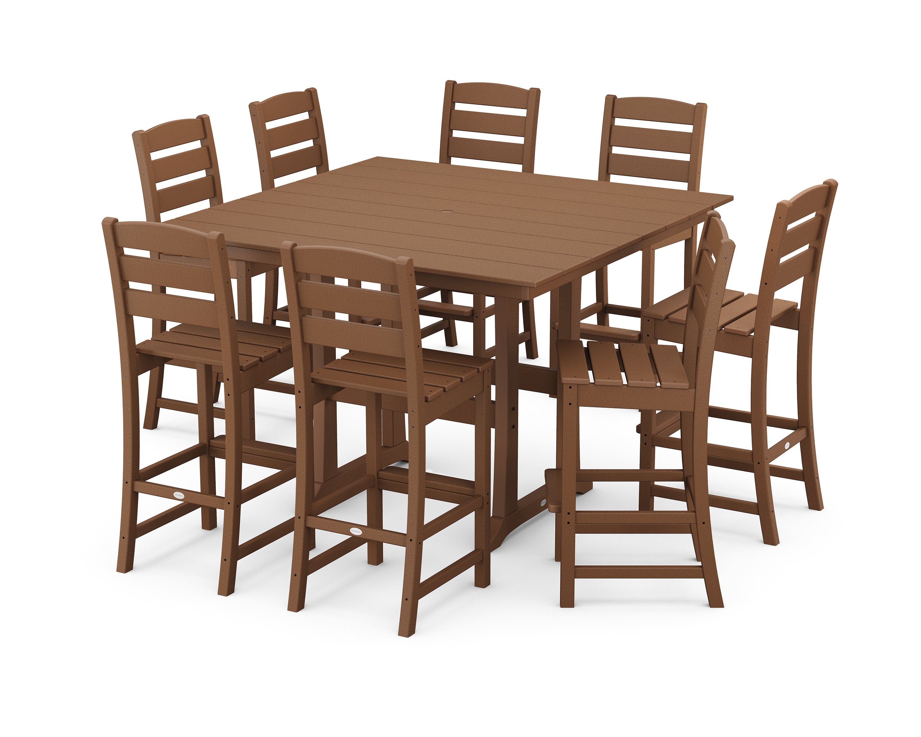 Lakeside 9-Piece Bar Side Chair Set in Teak