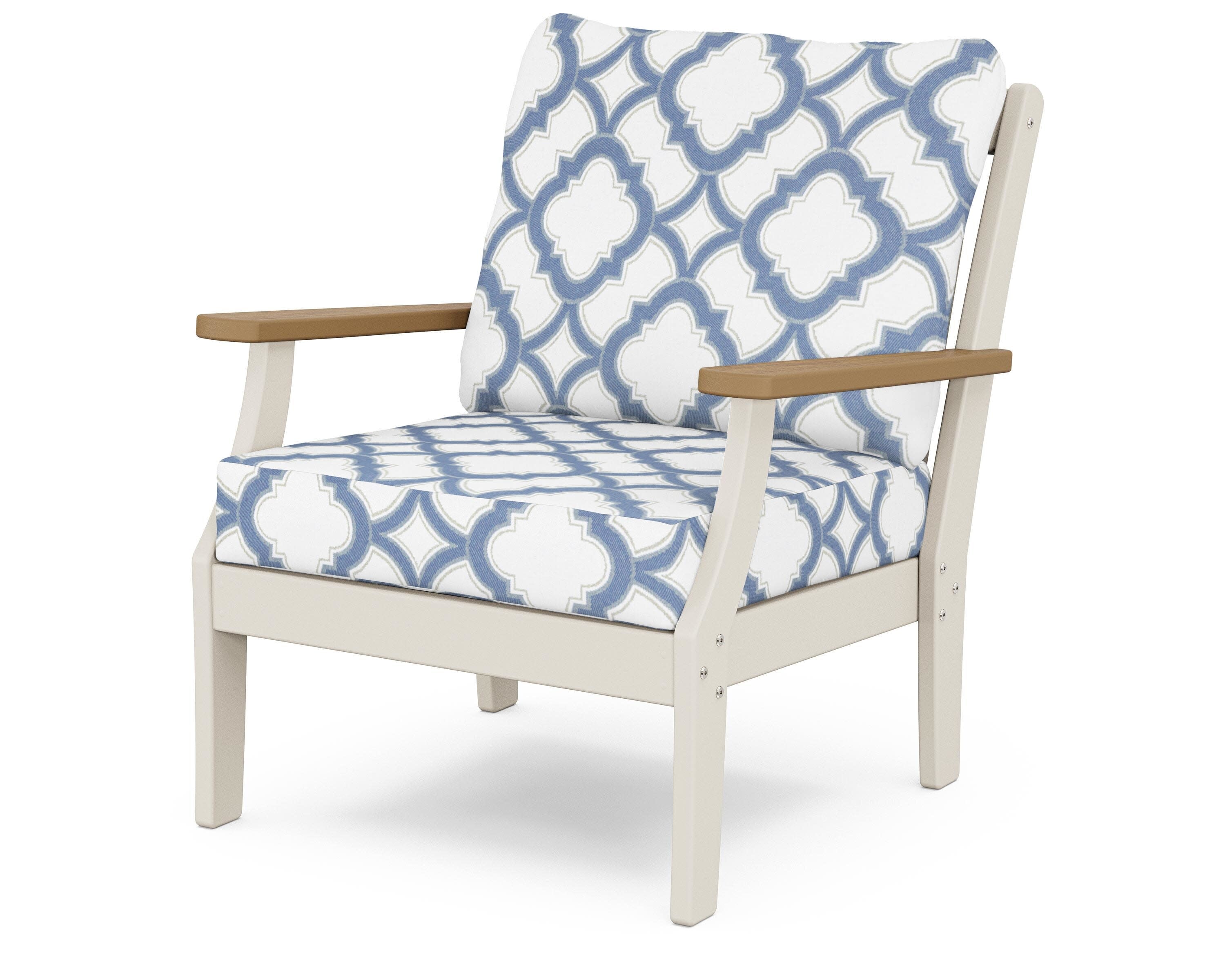 Braxton Deep Seating Chair in Sand / Natural / Trellis Sky Blue