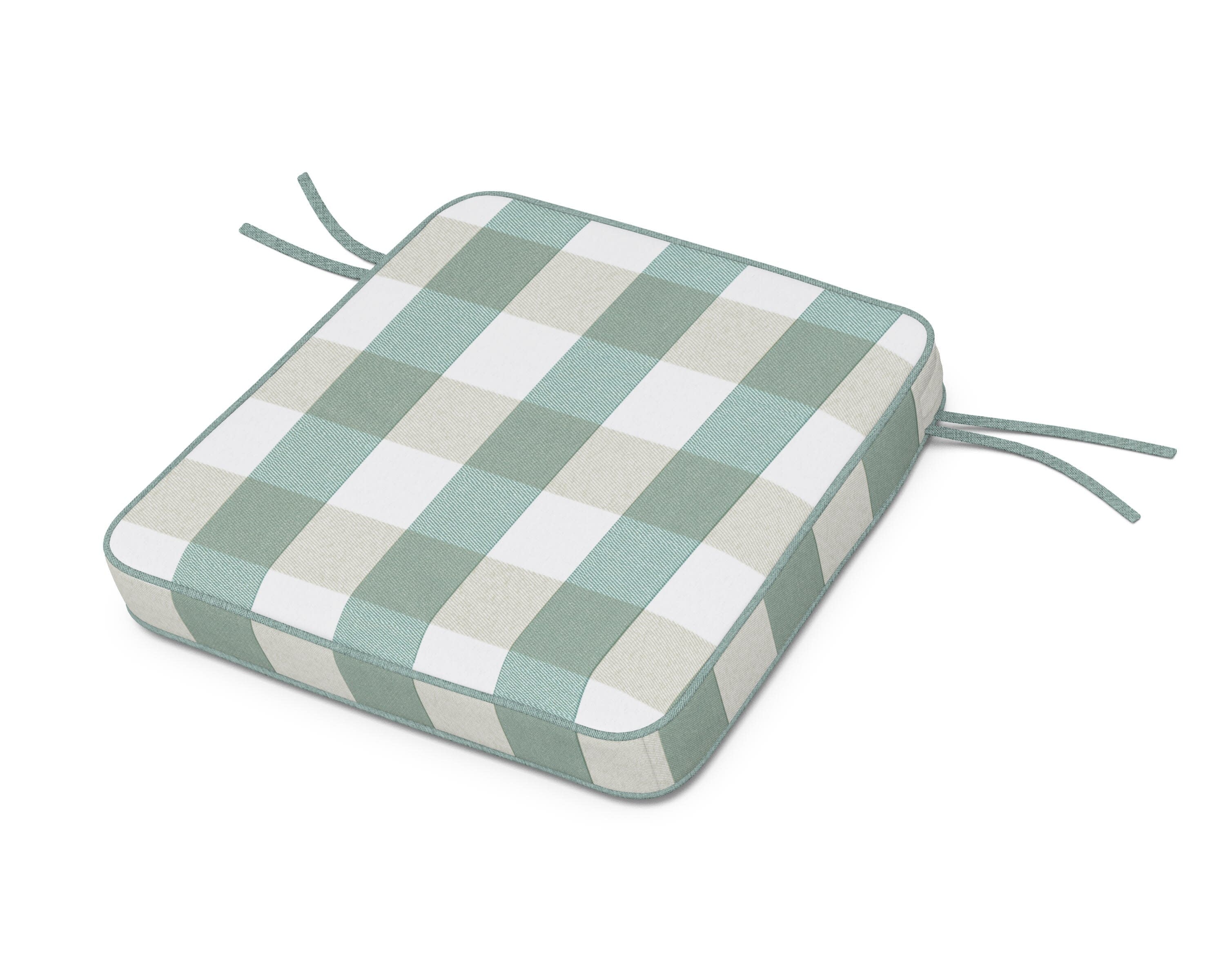 Acadia Dining Arm Seat Cushion in Buffalo Plaid Glacier Spa