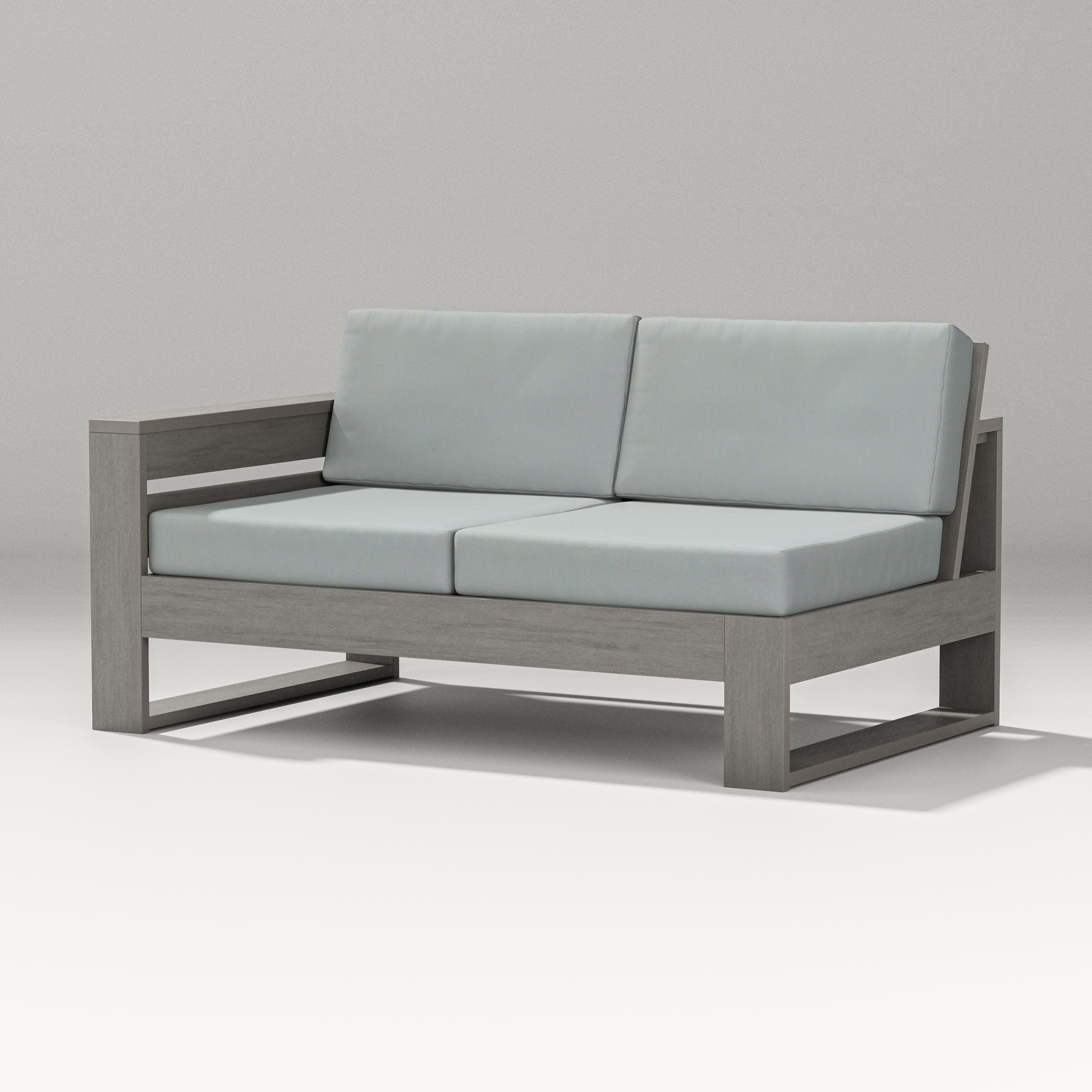Latitude Modular Left Arm Loveseat in Driftwood / Spa