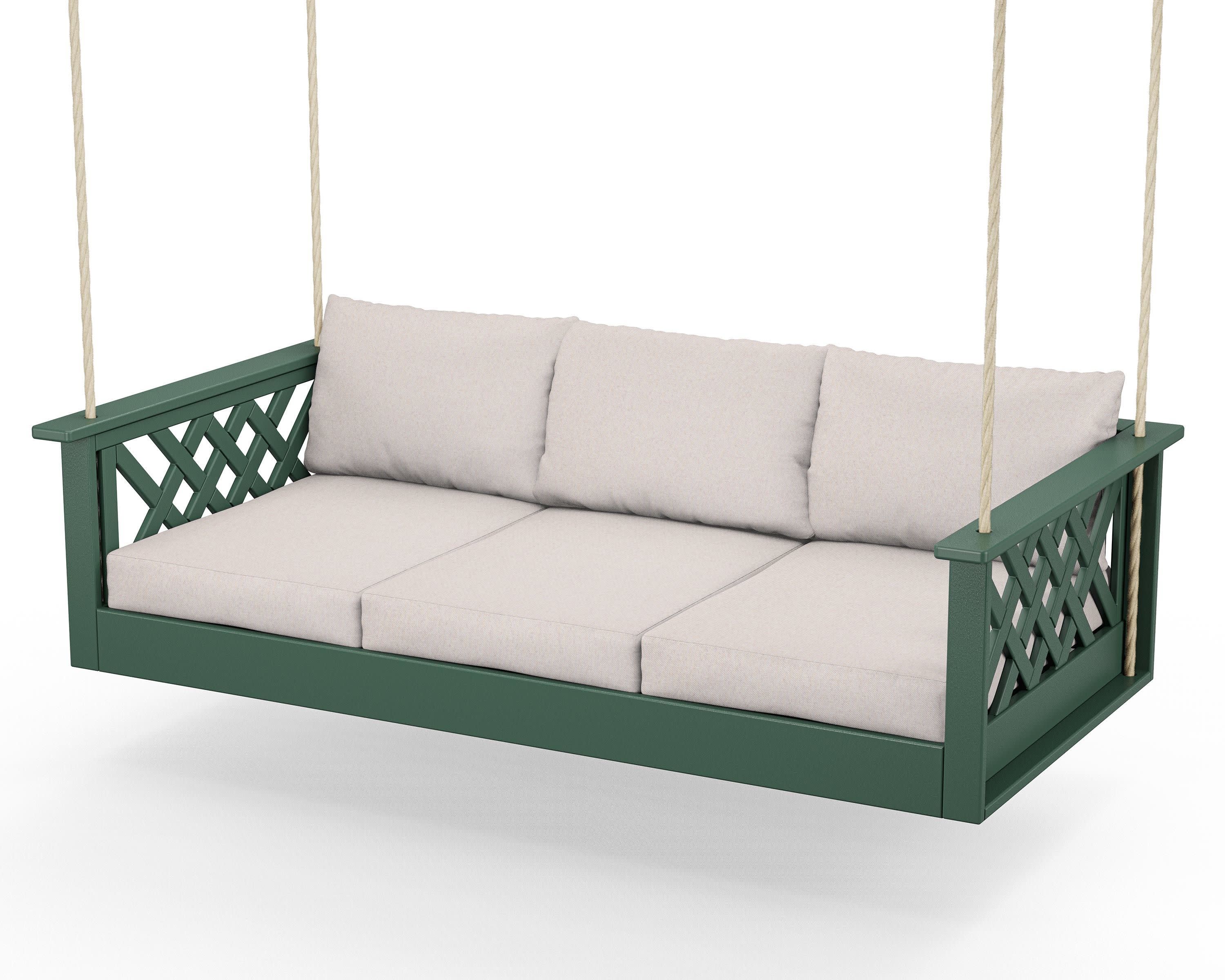 Wovendale Daybed Swing in Green / Dune Burlap