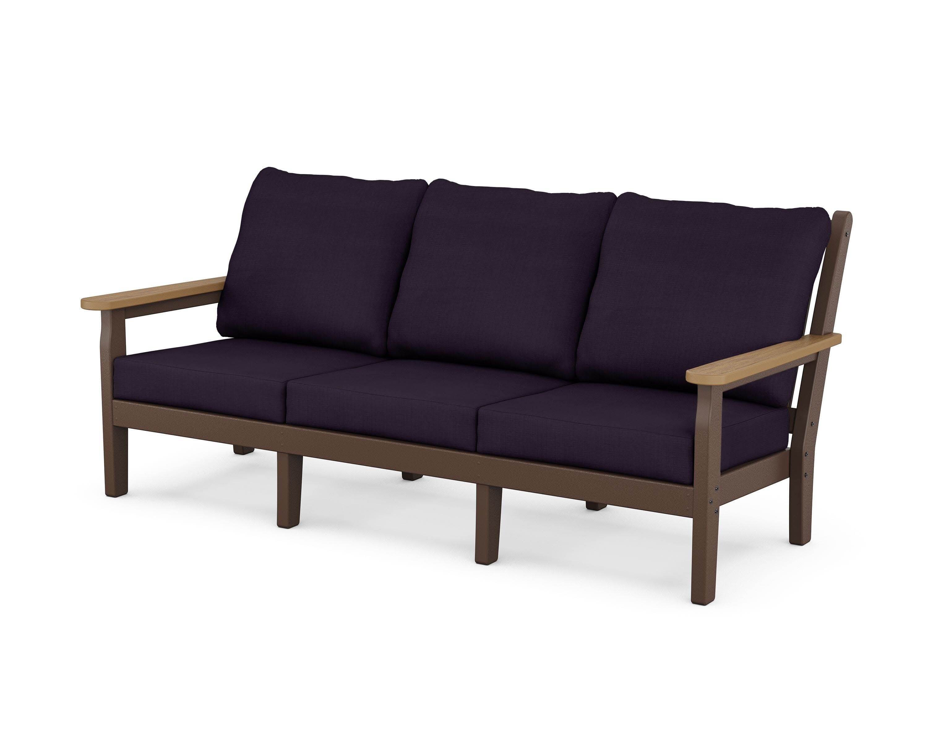Chippendale Deep Seating Sofa in Mahogany / Natural / Navy Linen
