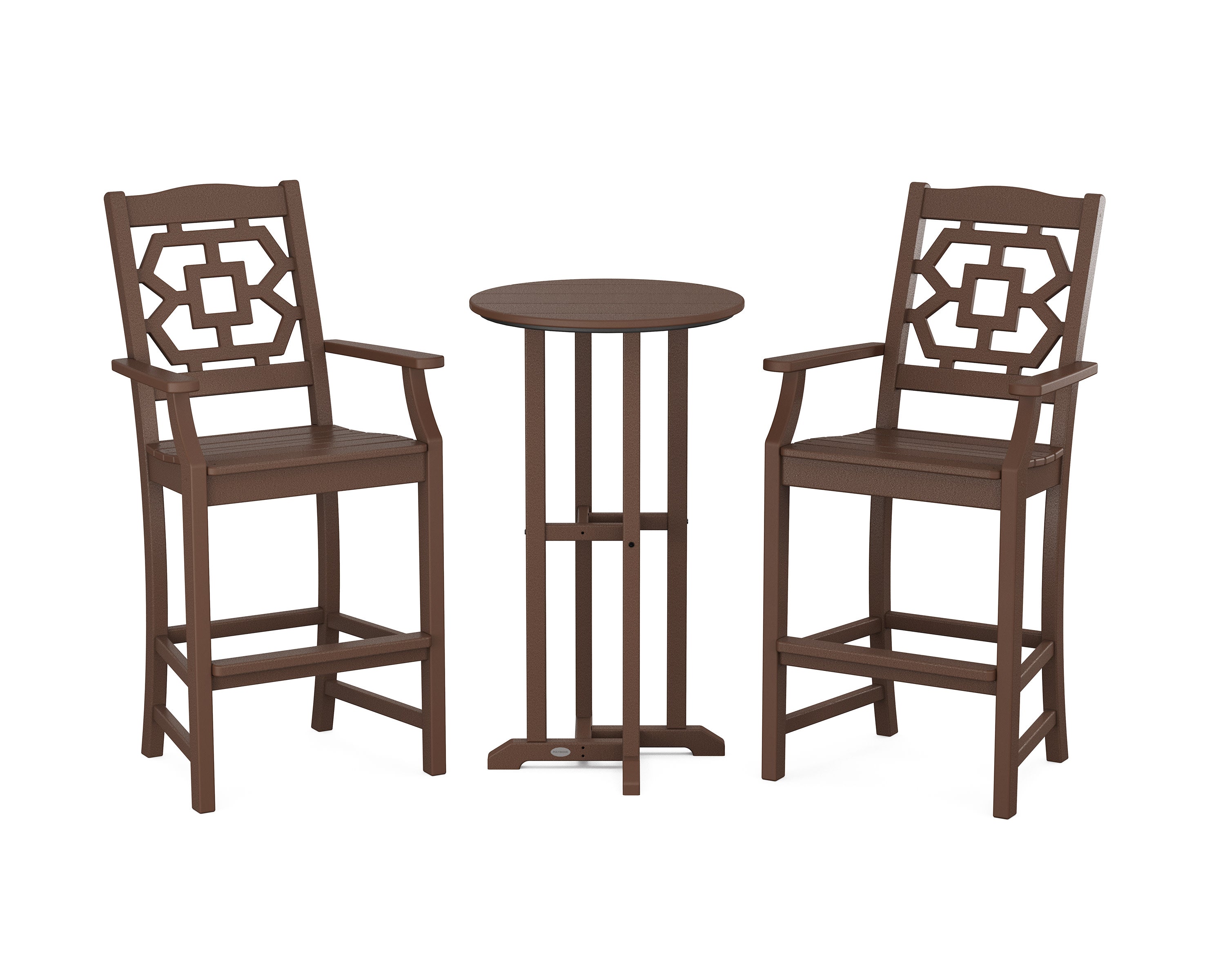 Chinoiserie 3-Piece Farmhouse Bar Set in Mahogany