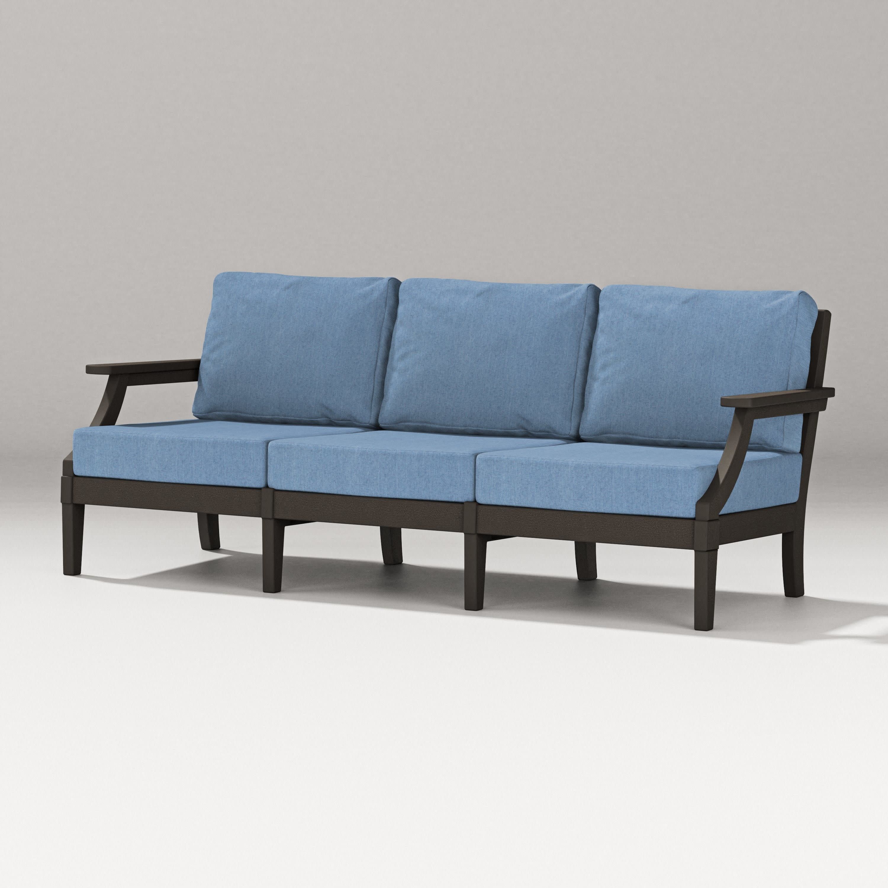 Estate Sofa in Vintage Coffee / Sky Blue