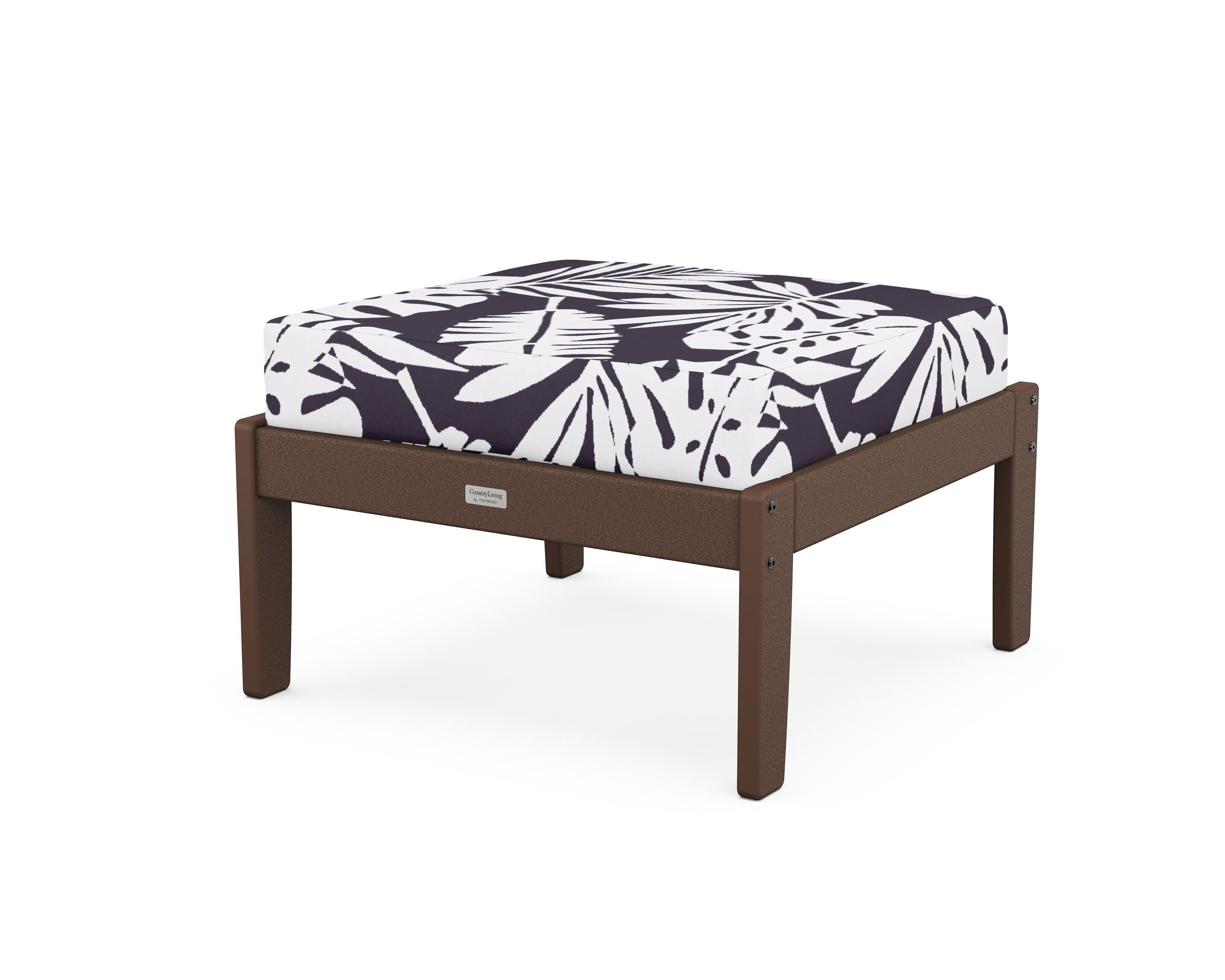 Cottage Deep Seating Ottoman in Mahogany / Leaf Navy