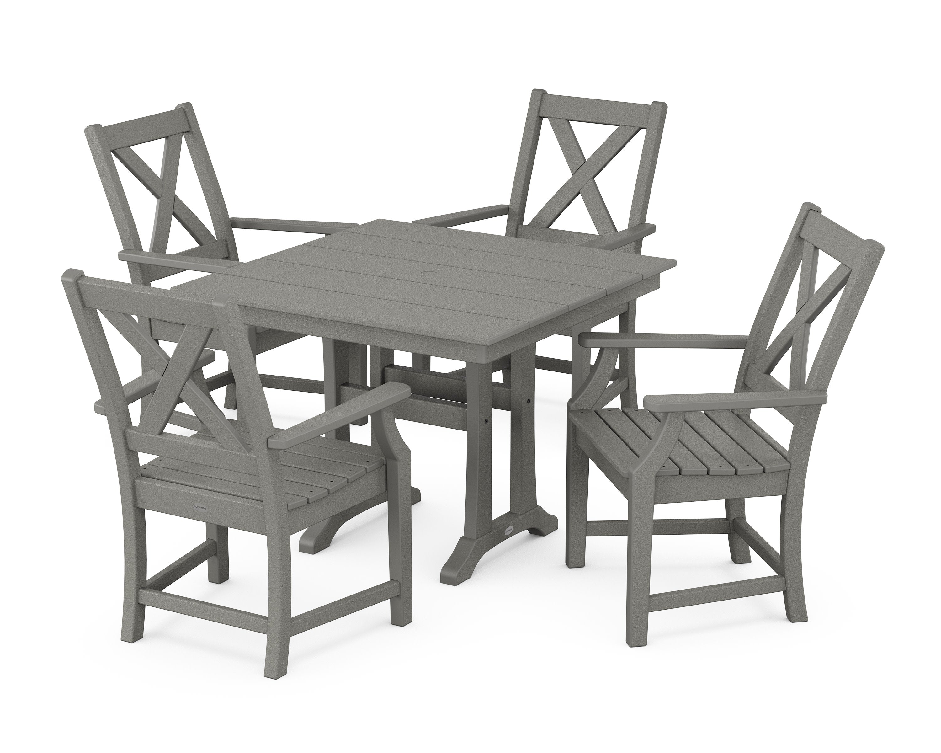 Braxton 5-Piece Farmhouse Dining Set With Trestle Legs in Slate Grey