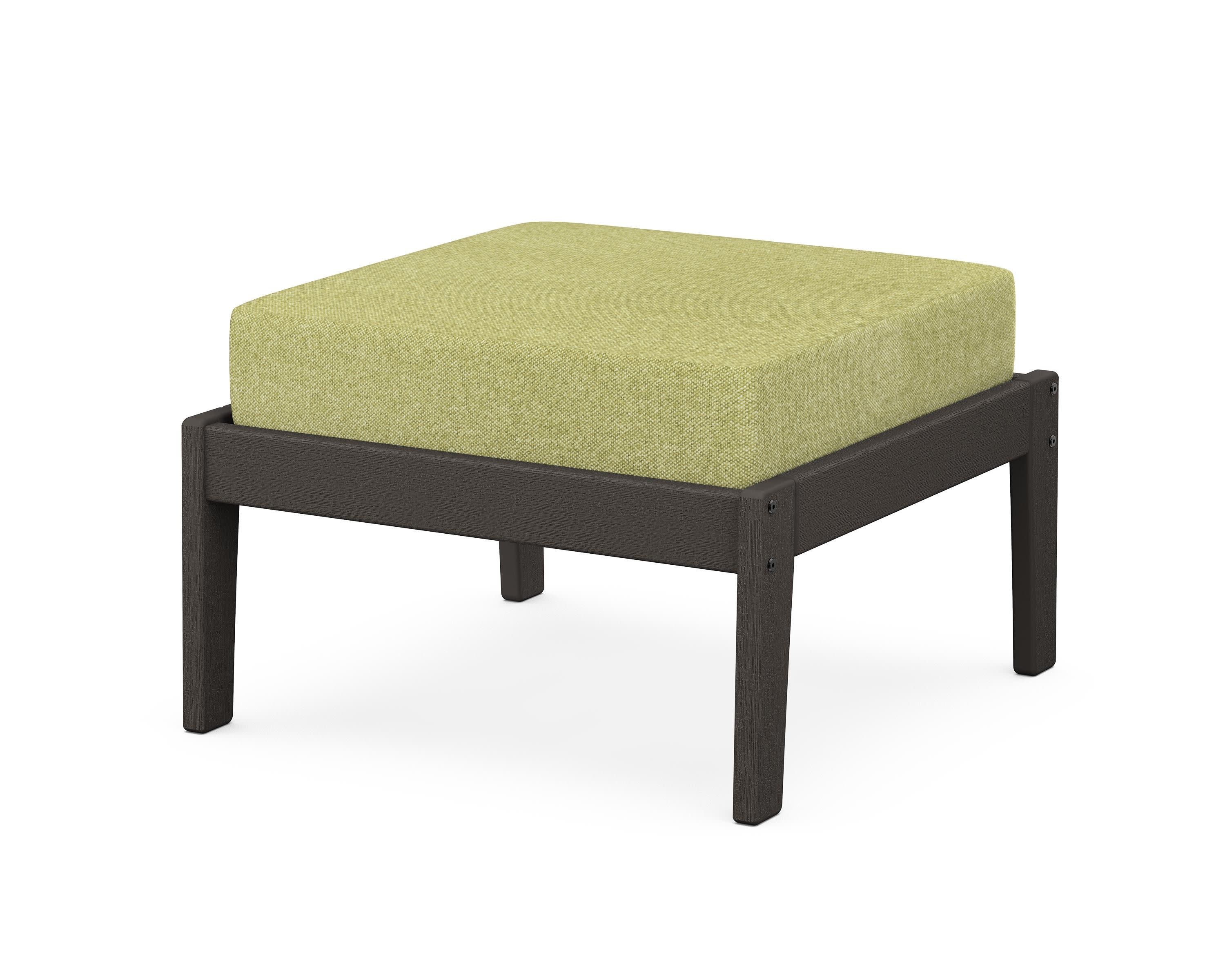 Deep Seating Ottoman in Vintage Coffee / Chartreuse Boucle