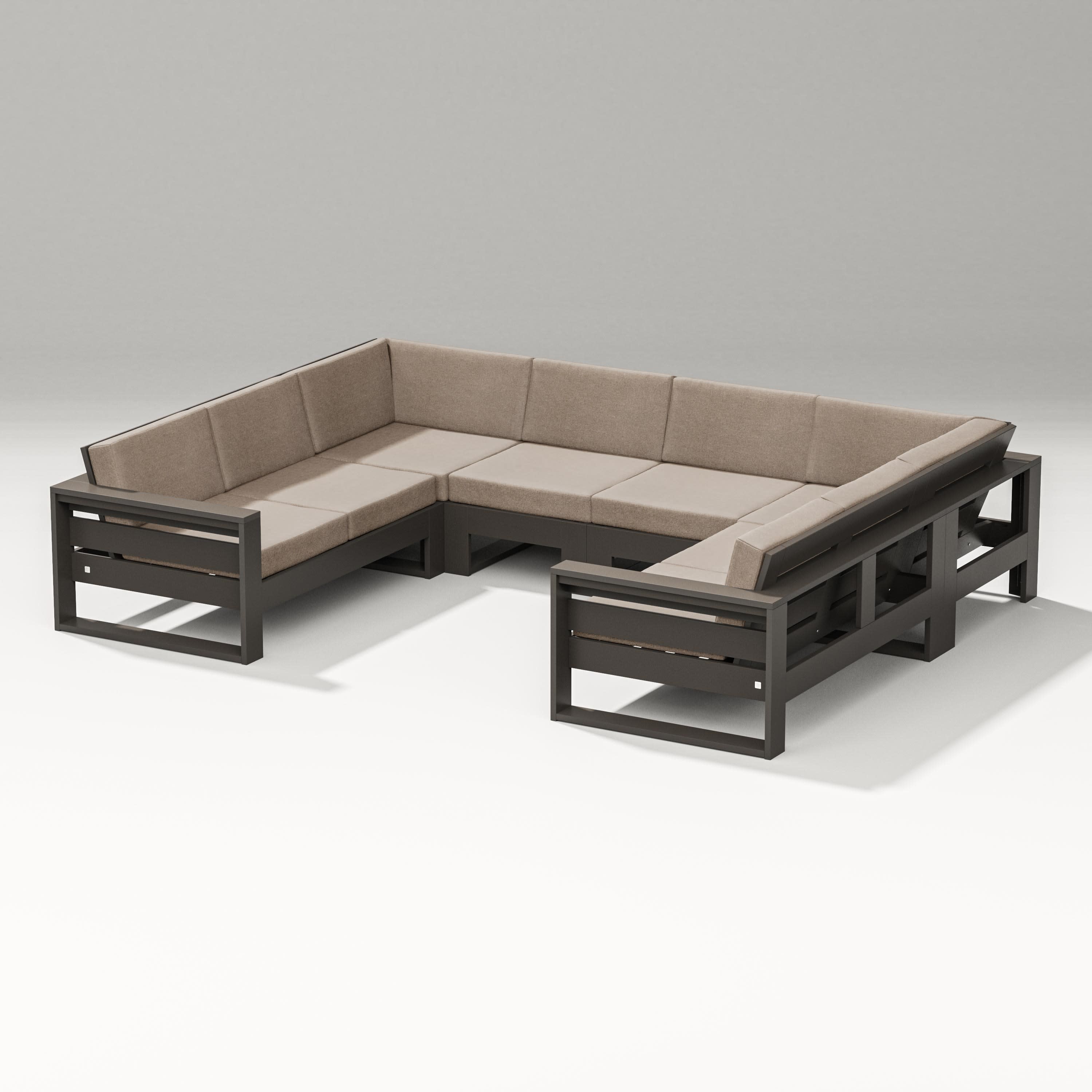 Latitude U-Shaped Sectional in Vintage Coffee / Spiced Burlap