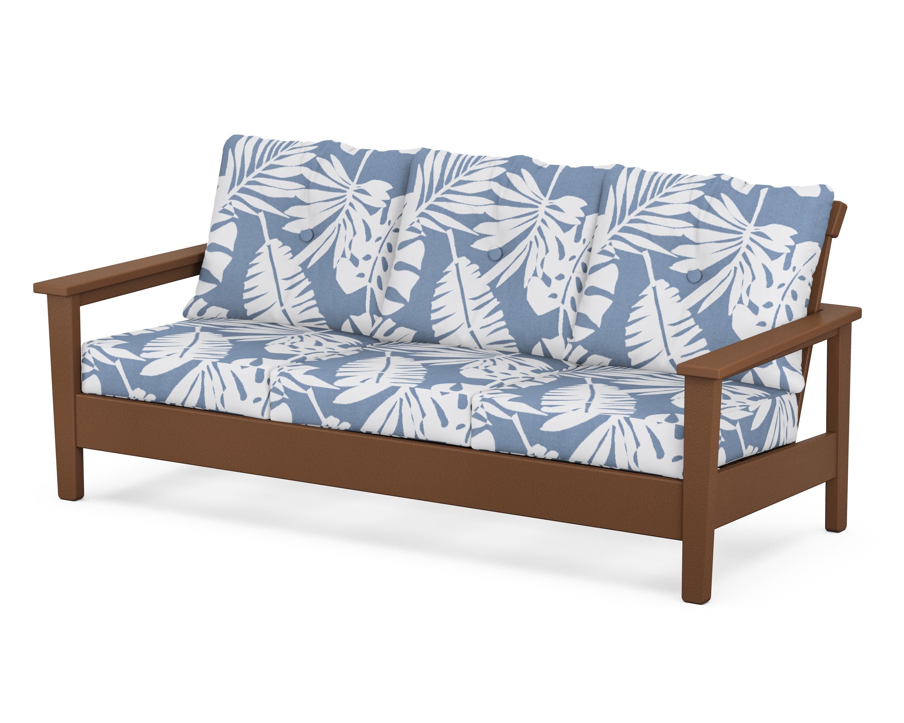 Prescott Deep Seating Sofa in Teak / Leaf Sky Blue