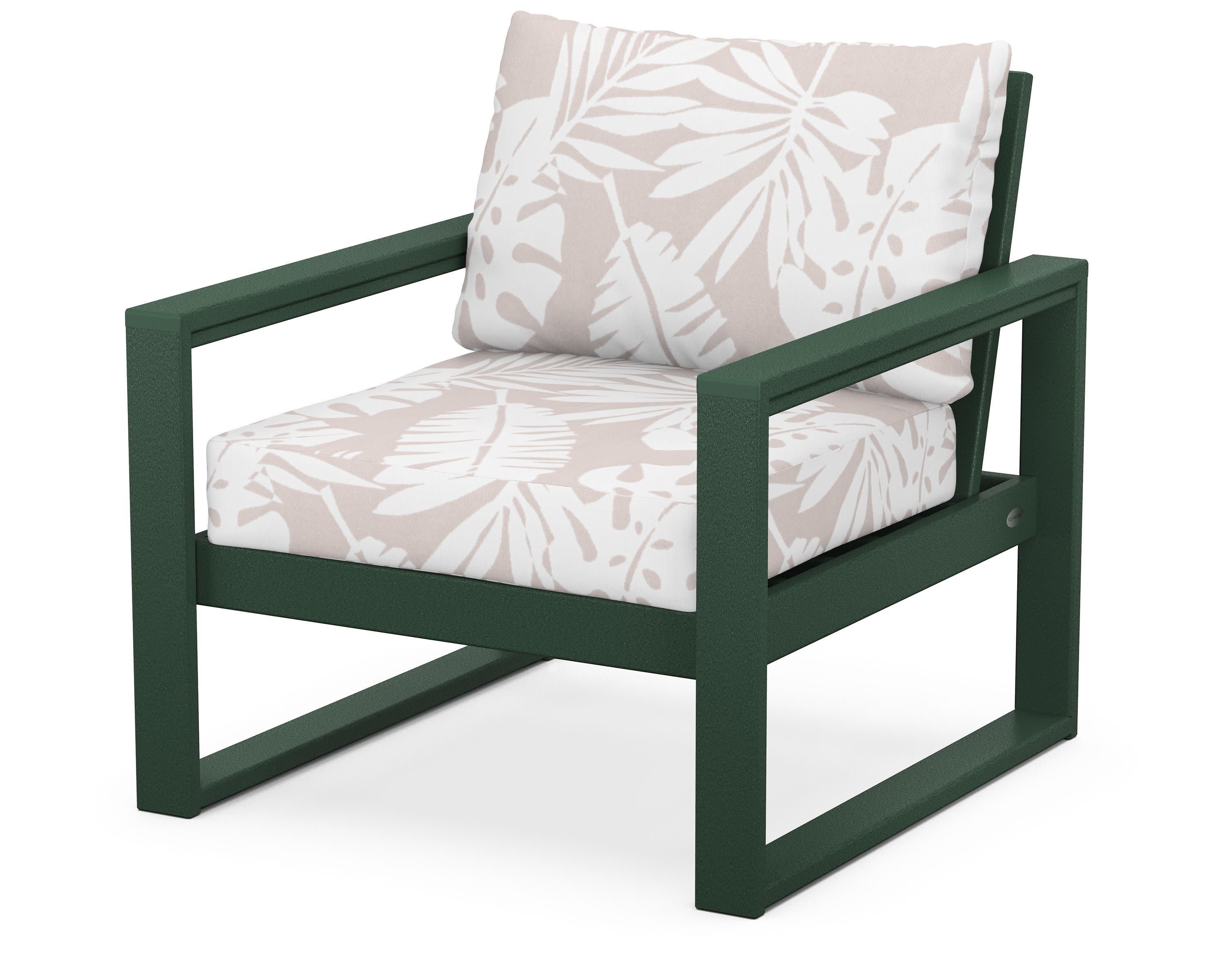 EDGE Club Chair in Green / Leaf Dune Burlap