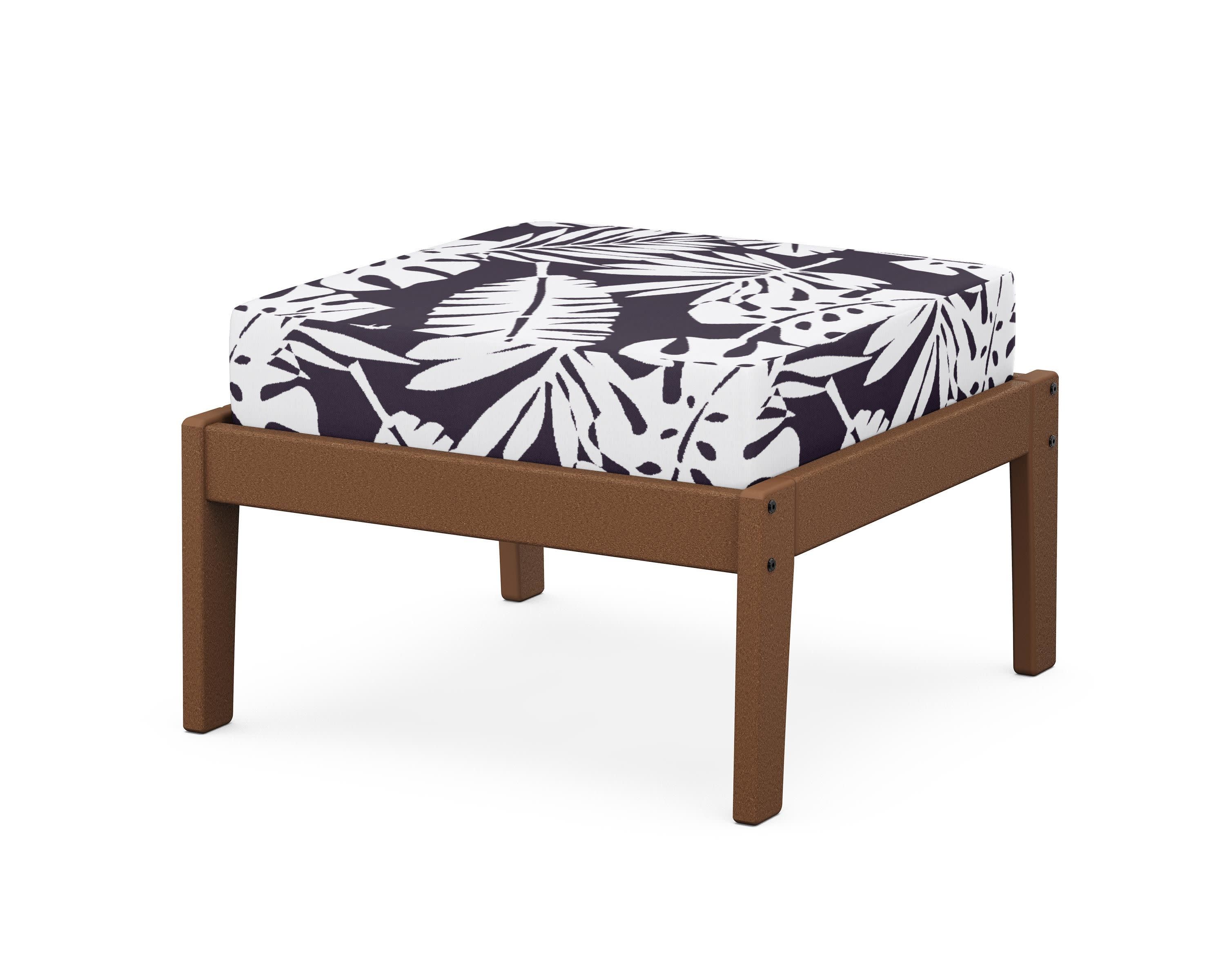 Deep Seating Ottoman in Teak / Leaf Navy