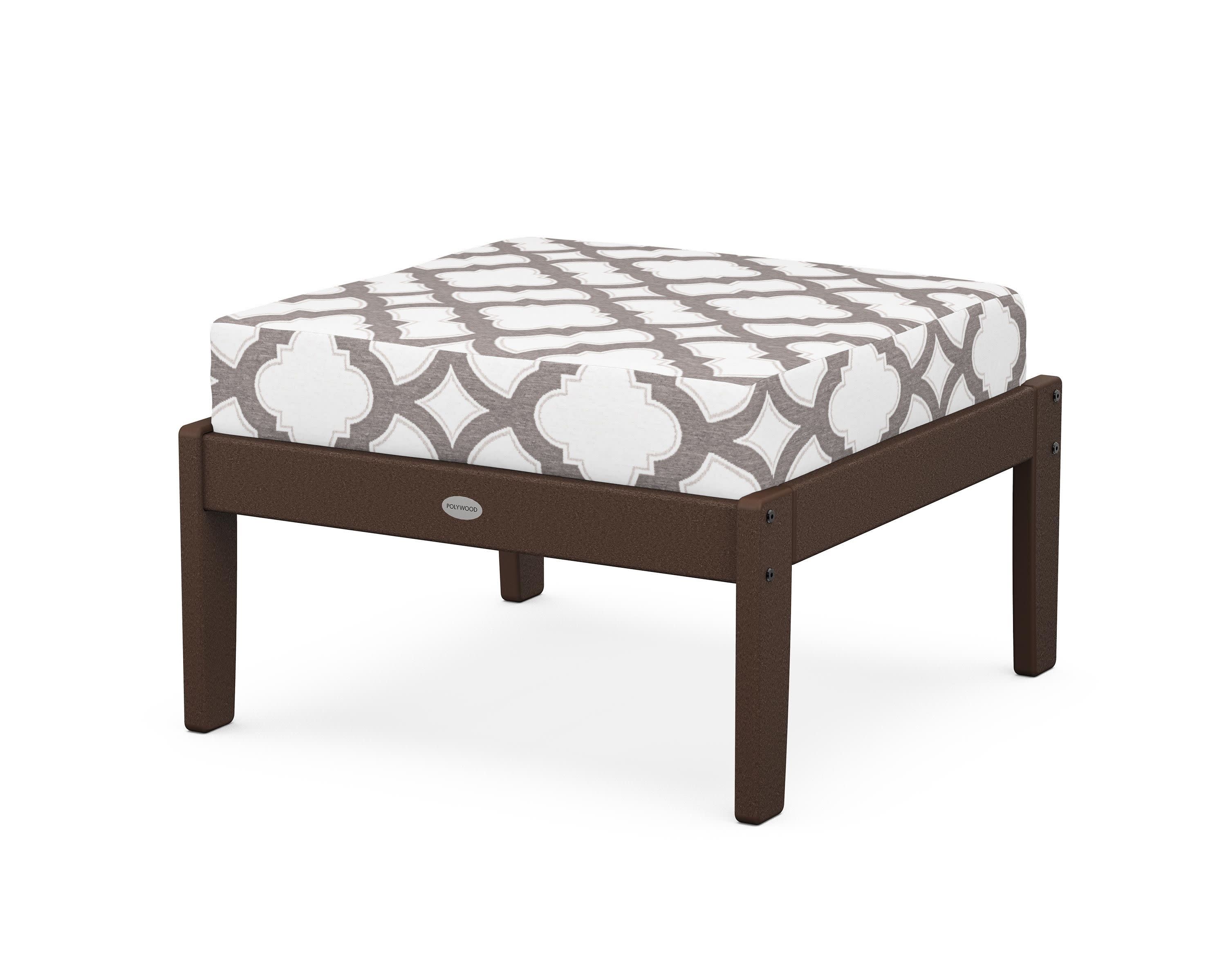Braxton Deep Seating Ottoman in Mahogany / Trellis Grey Mist