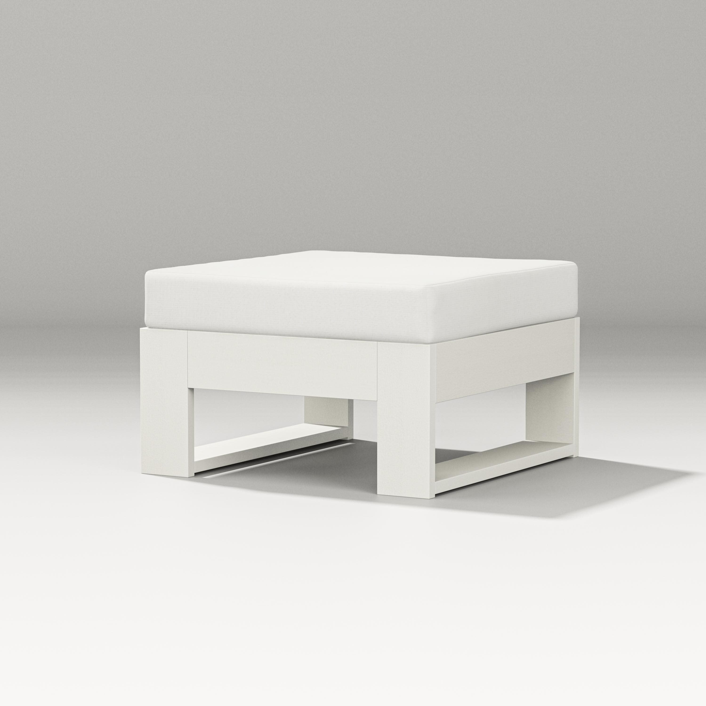 Latitude Lounge Ottoman in Vintage White / Natural Linen