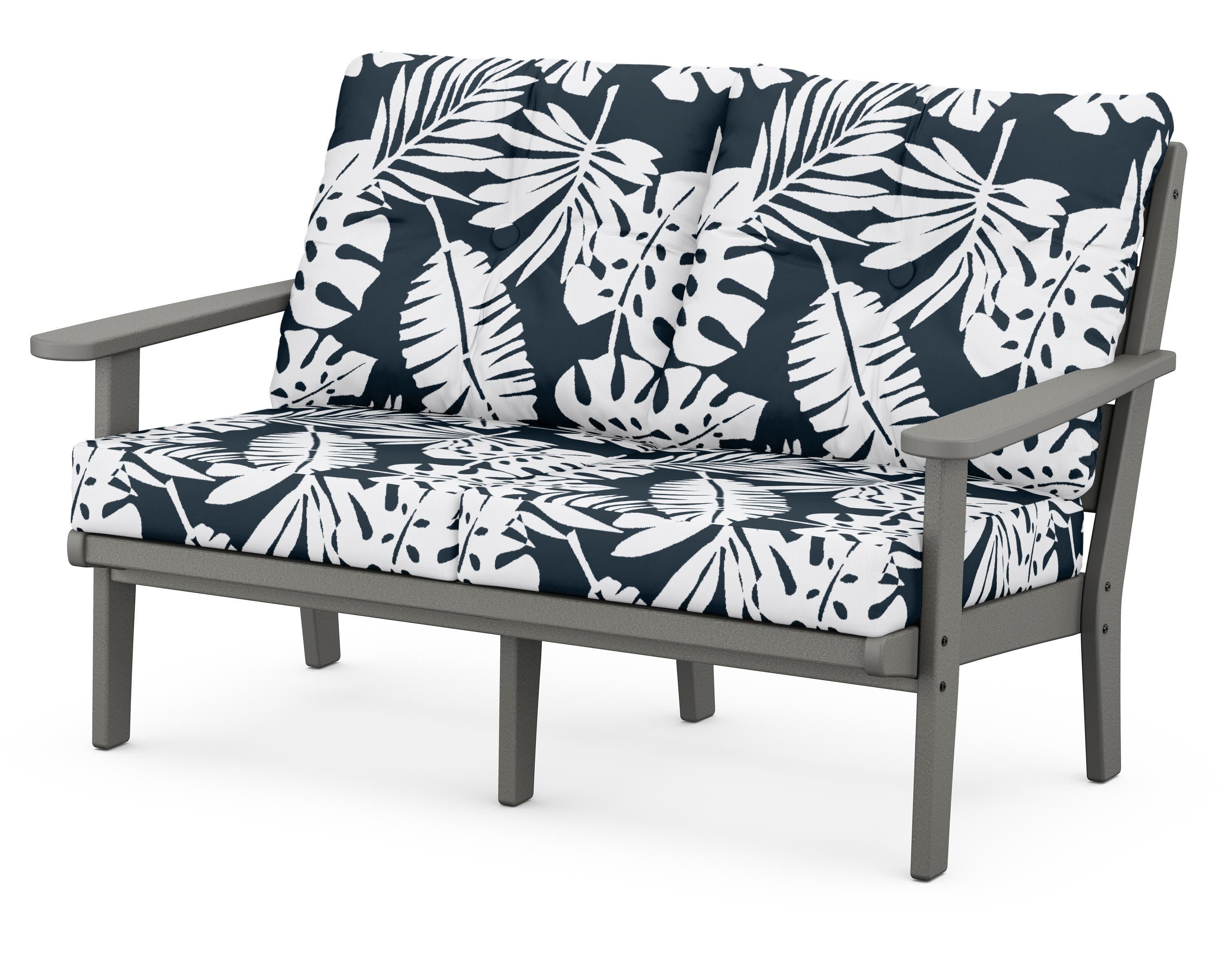Lakeside Deep Seating Loveseat in Slate Grey / Leaf Marine Indigo