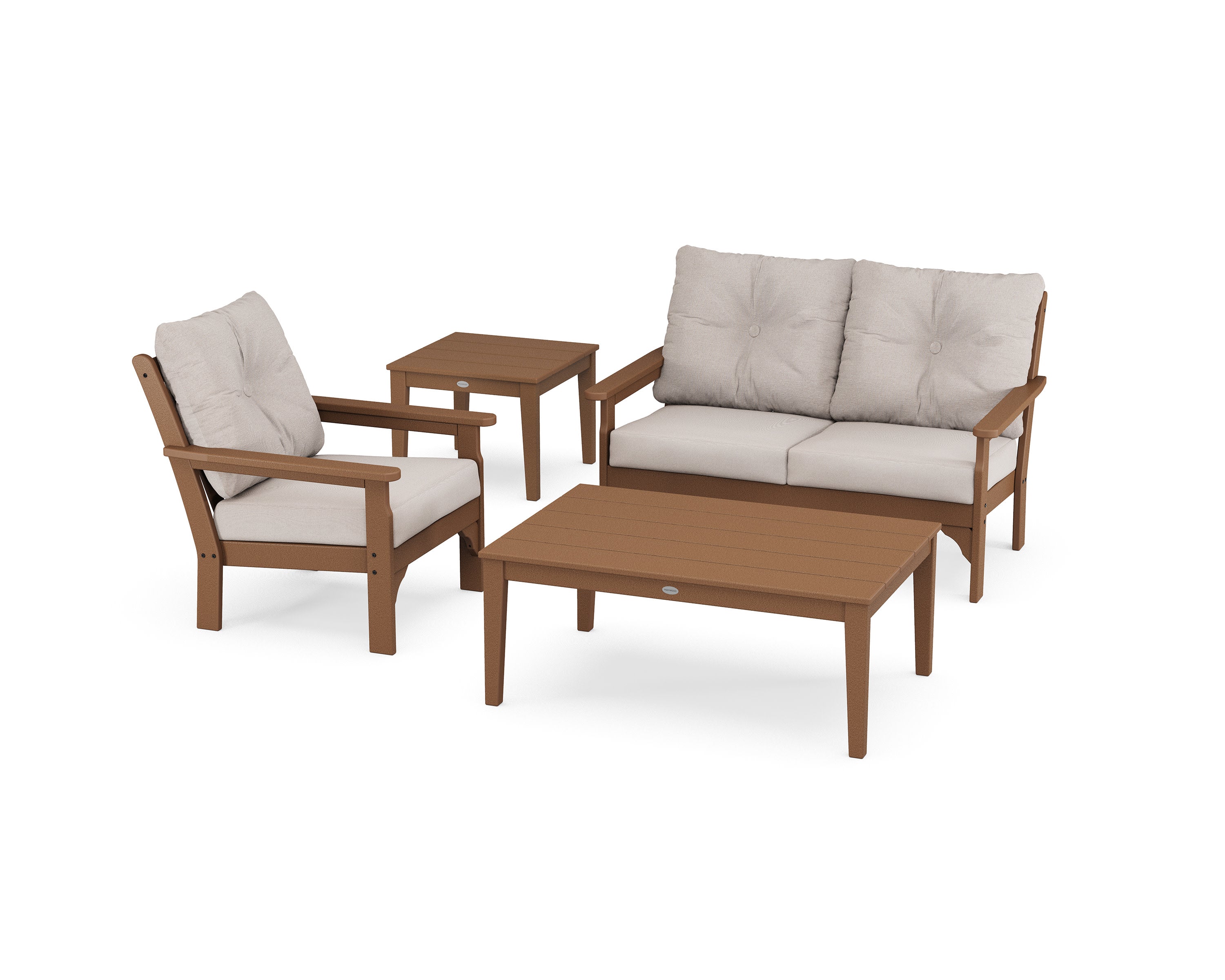 Vineyard 4-Piece Deep Seating Set in Teak / Dune Burlap