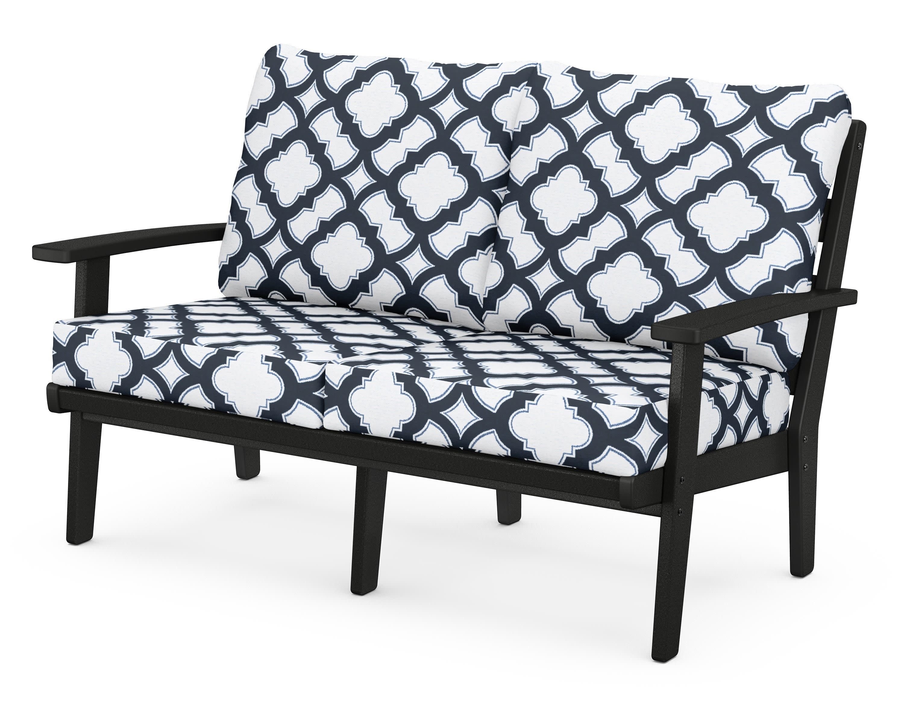 Grant Park Deep Seating Loveseat in Black / Trellis Marine Indigo