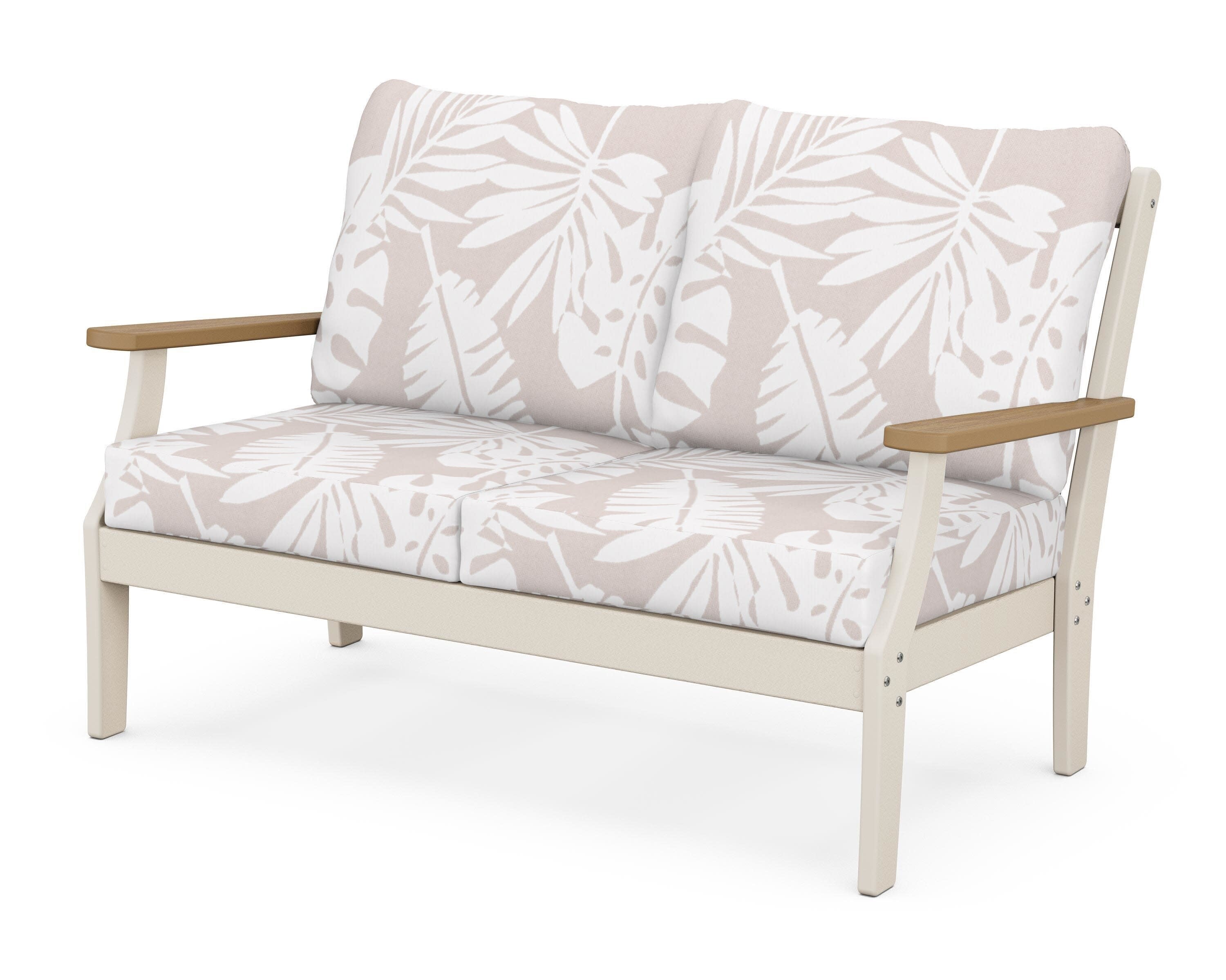 Braxton Deep Seating Loveseat in Sand / Natural / Leaf Dune Burlap